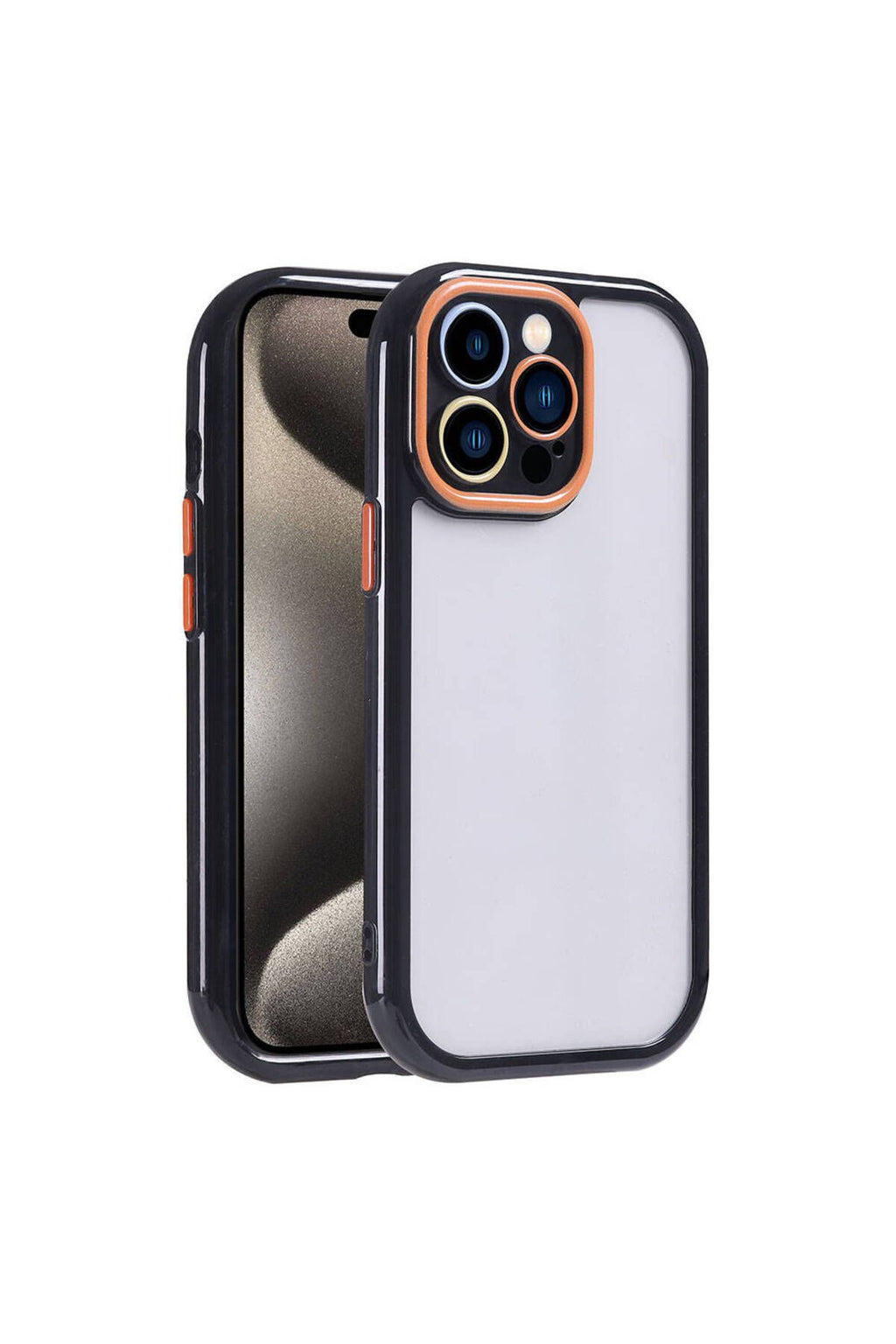 iPhone 15 Pro Max Kılıf Kamera Korumalı Renkli Kenar ve Çerçeve Tasarımlı Zore Vitamin Kapak-Siyah