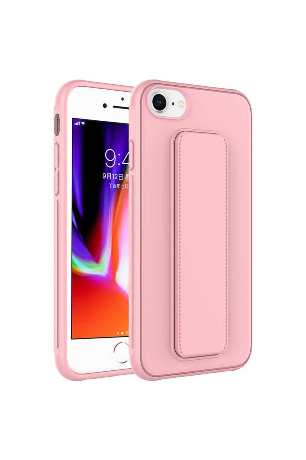 iPhone SE 2022 Uyumlu Zore Qstand Kılıf-Pembe