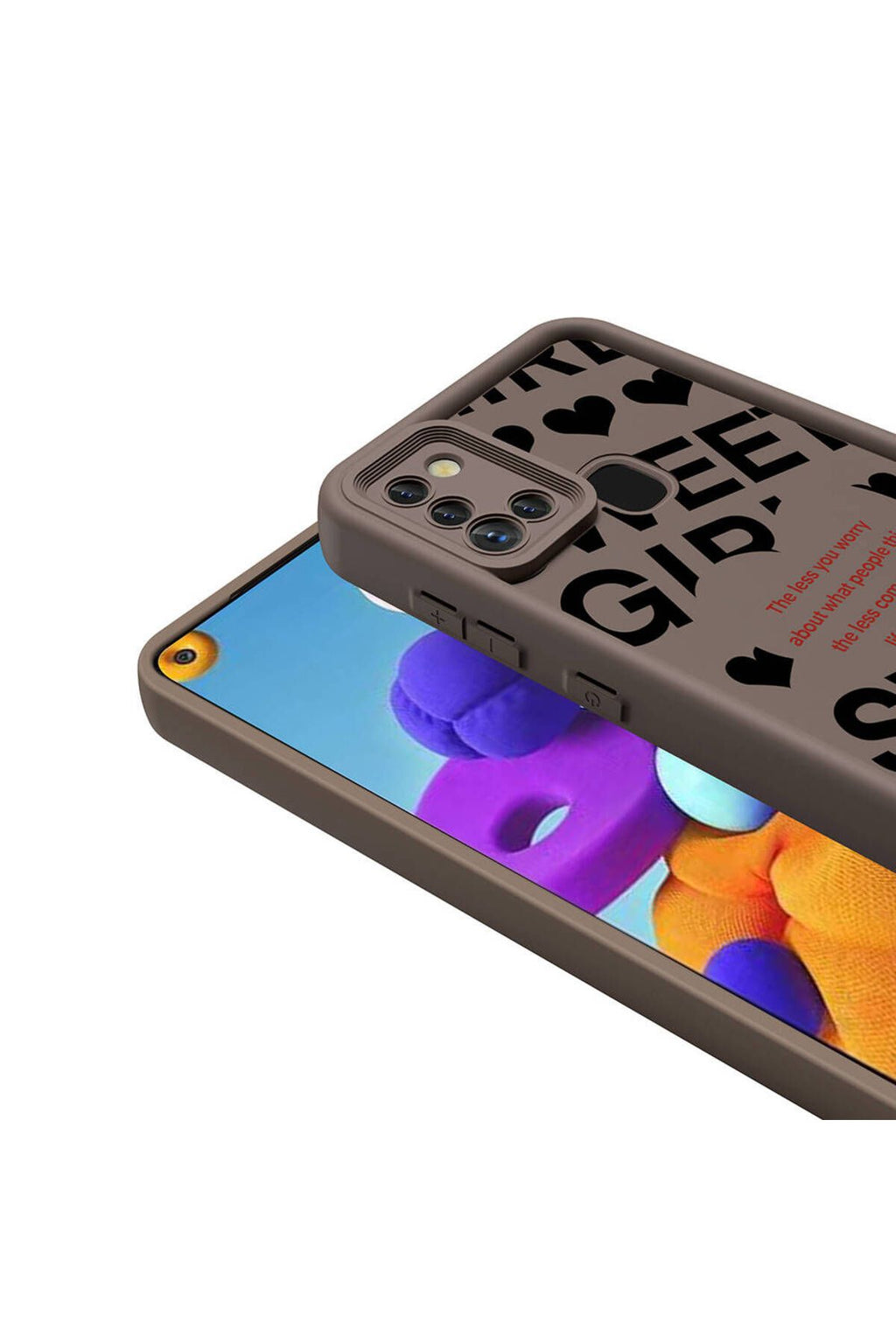 Galaxy A21S Kılıf Kamera Korumalı Baskılı Arka Yüzey GLLP Klas Kapak - Açık Kahve