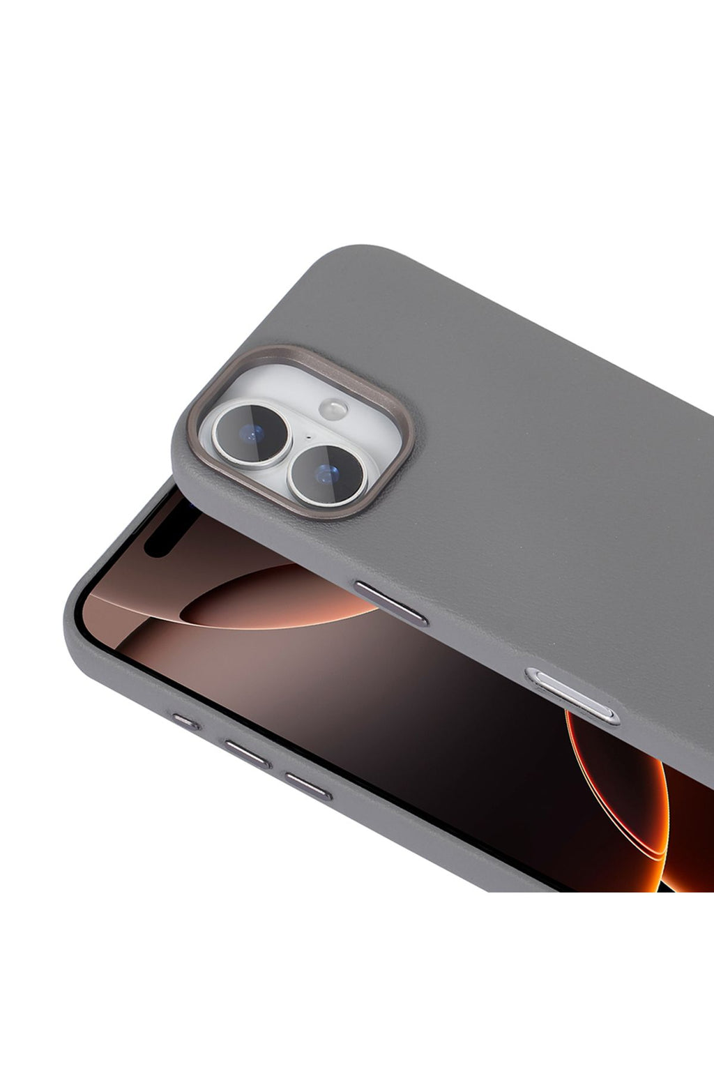 iPhone 16 Uyumlu Kılıf Magsafe Şarj Özellikli PU Deri Zore Adora Kapak-Gri