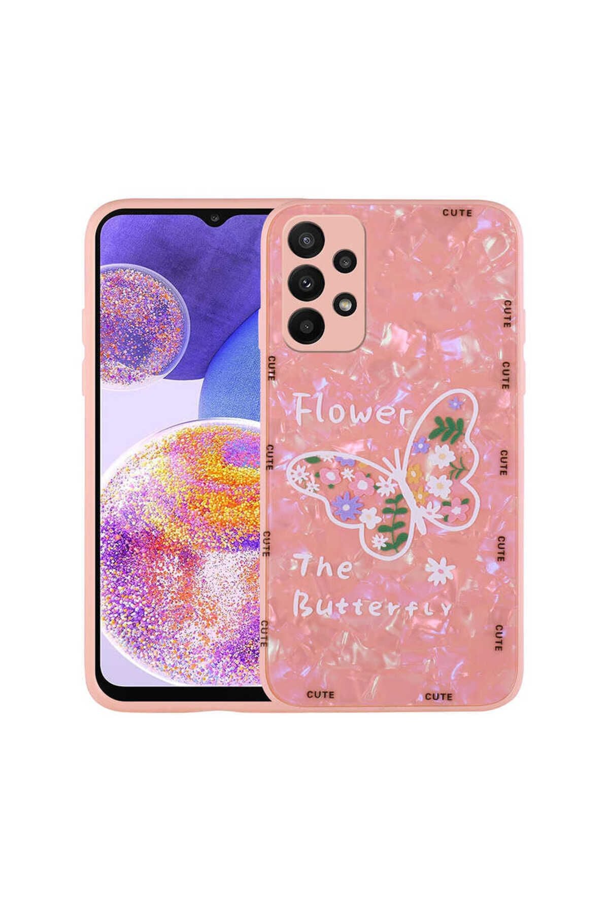Galaxy A33 5G Kılıf Desenli Sert Silikon Zore Mumila Kapak - Pink Flower