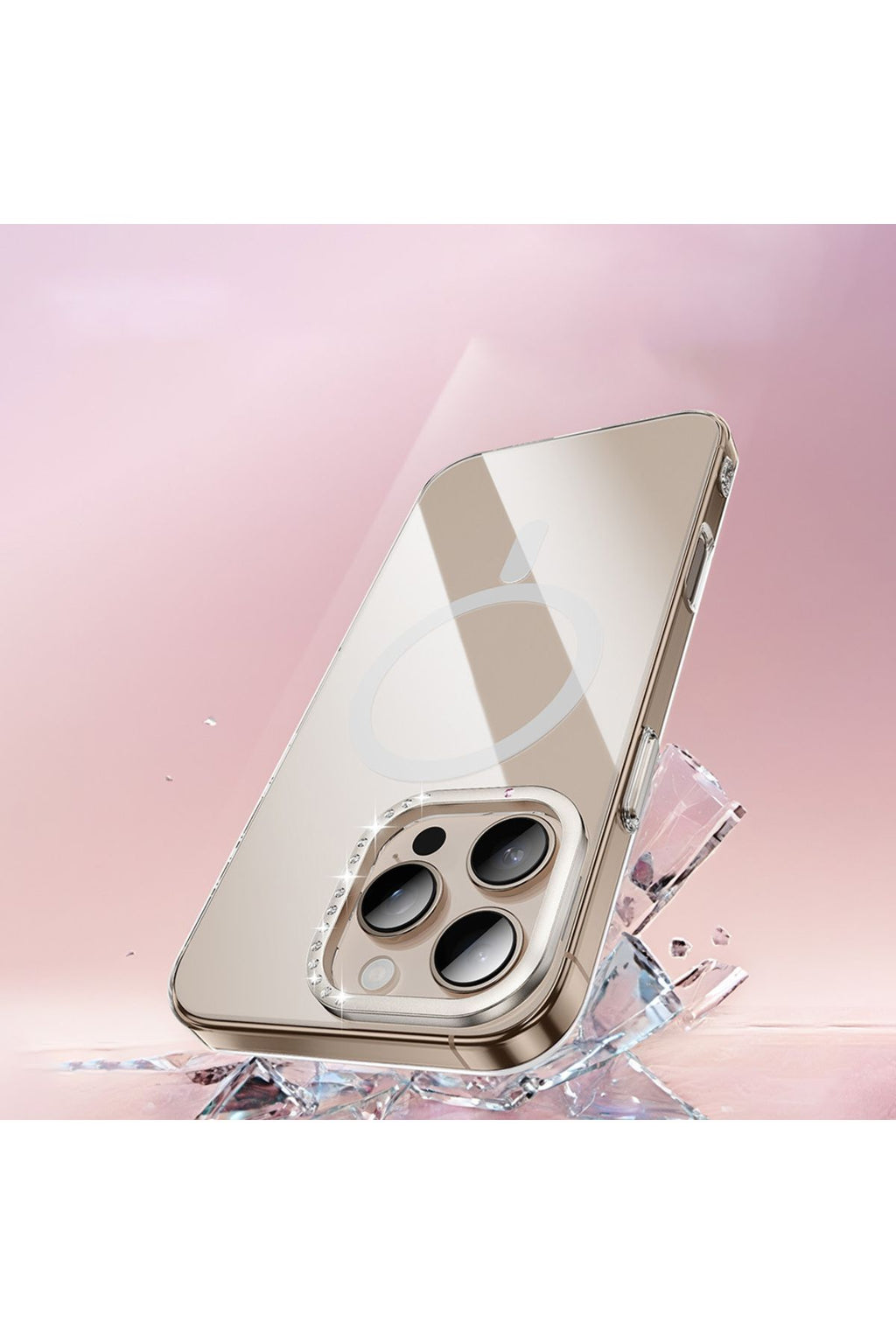 iPhone 16 Pro Max Uuyumlu Kılıf Magsafe Şarj Özellikli Kamera Standlı Estop Kapak - Gold