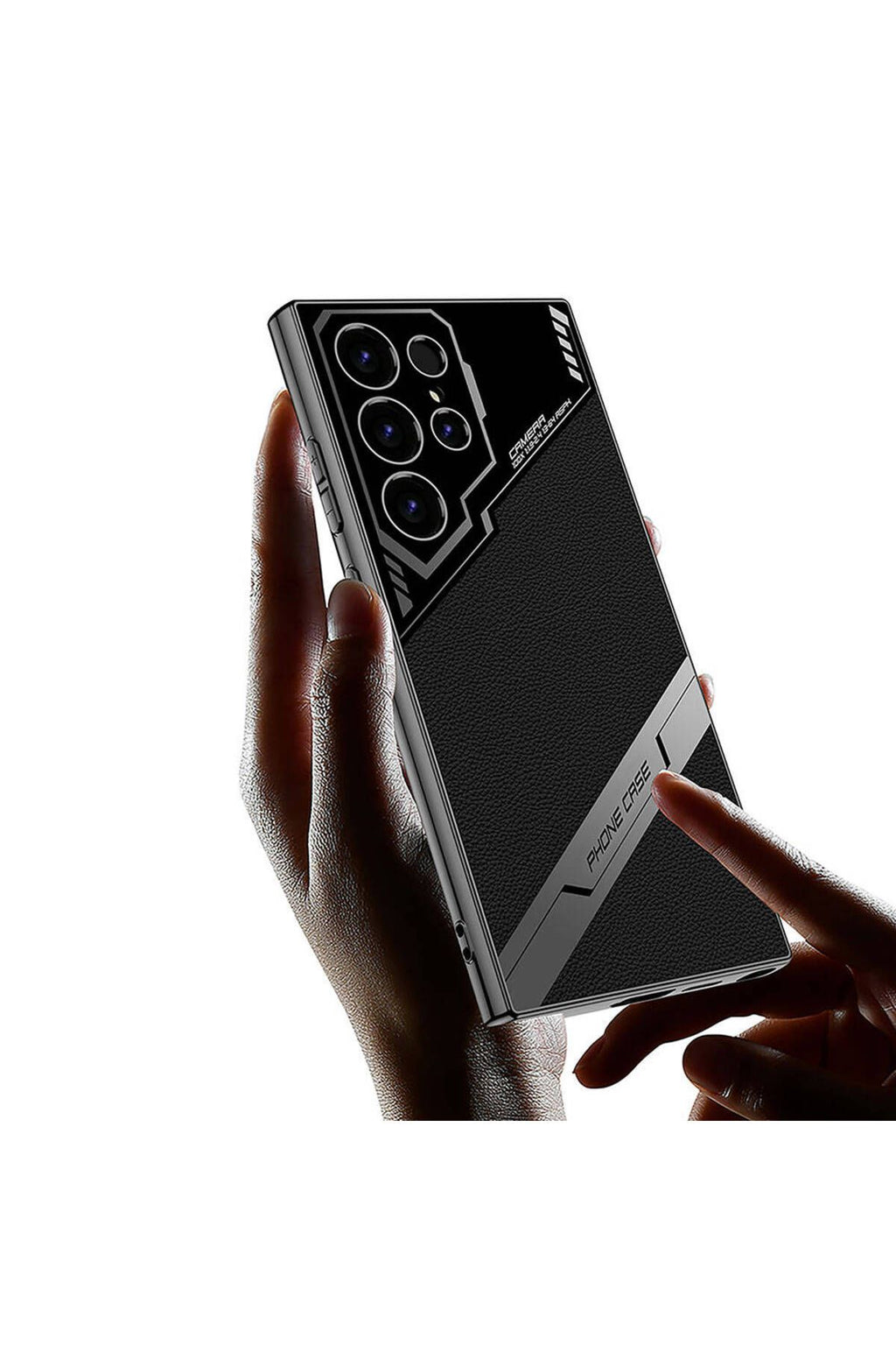 Galaxy S23 Ultra Kılıf Kamera Korumalı Suni Deri Tasarım Zore Yeni Seri Procase Kapak-Siyah