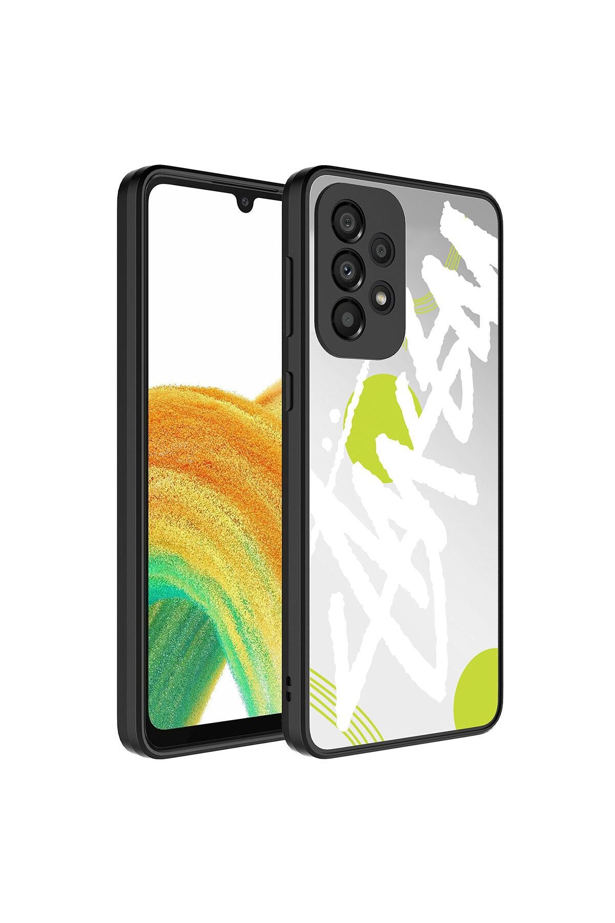 Galaxy A52 Kılıf Aynalı Desenli Kamera Korumalı Parlak Zore Mirror Kapak - Yazı