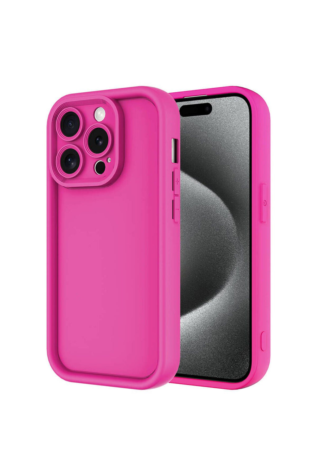 iPhone 15 Pro Max Uyumlu DSB Kılıf Kamera Korumalı Zore Ananas Kapak-Pembe Koyu