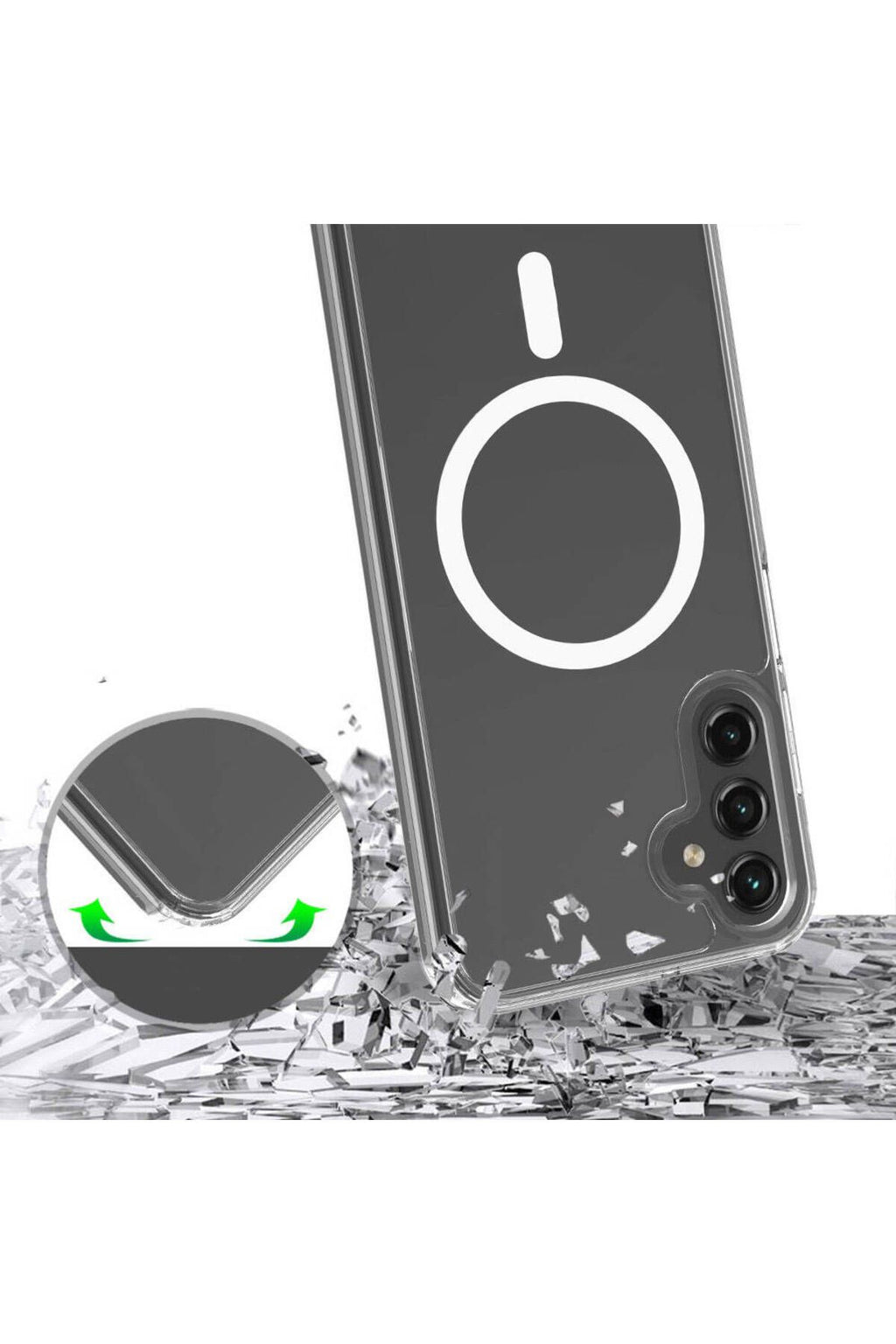 Galaxy S25 Plus Kılıf Magsafe Şarj Özellikli Şeffaf Sert PC Zore Embos Kapak - Şeffaf