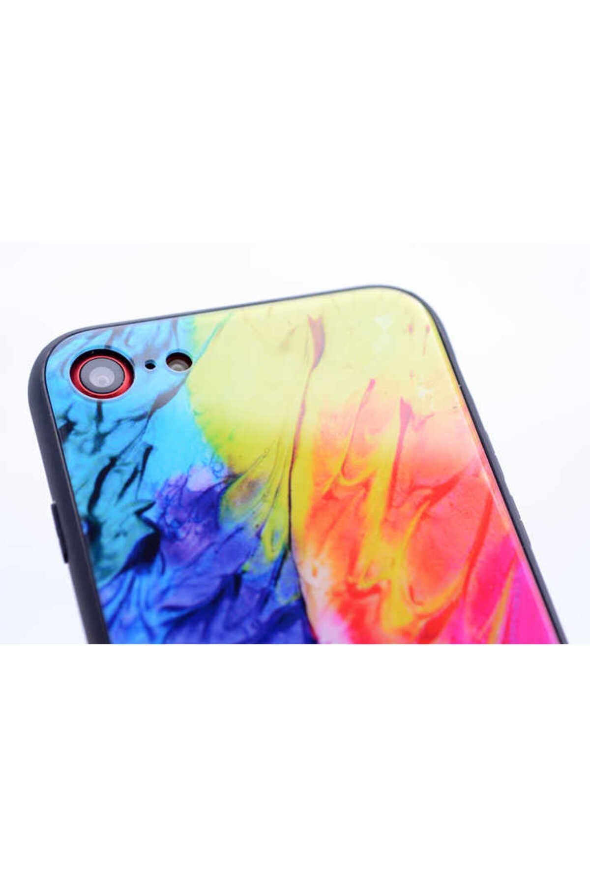 iPhone SE 2022 Uyumlu ALT Ebruli Cam Kılıf-NO6