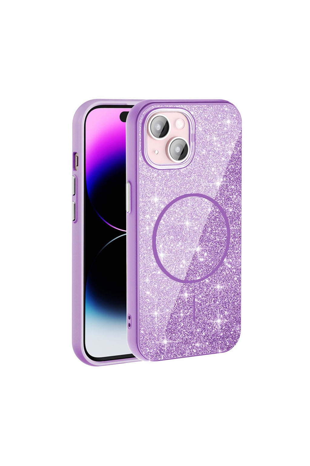 iPhone 15 Kılıf Magsafe Şarj Özellikli Parlayan Simli Zore Okso Kapak - Gold