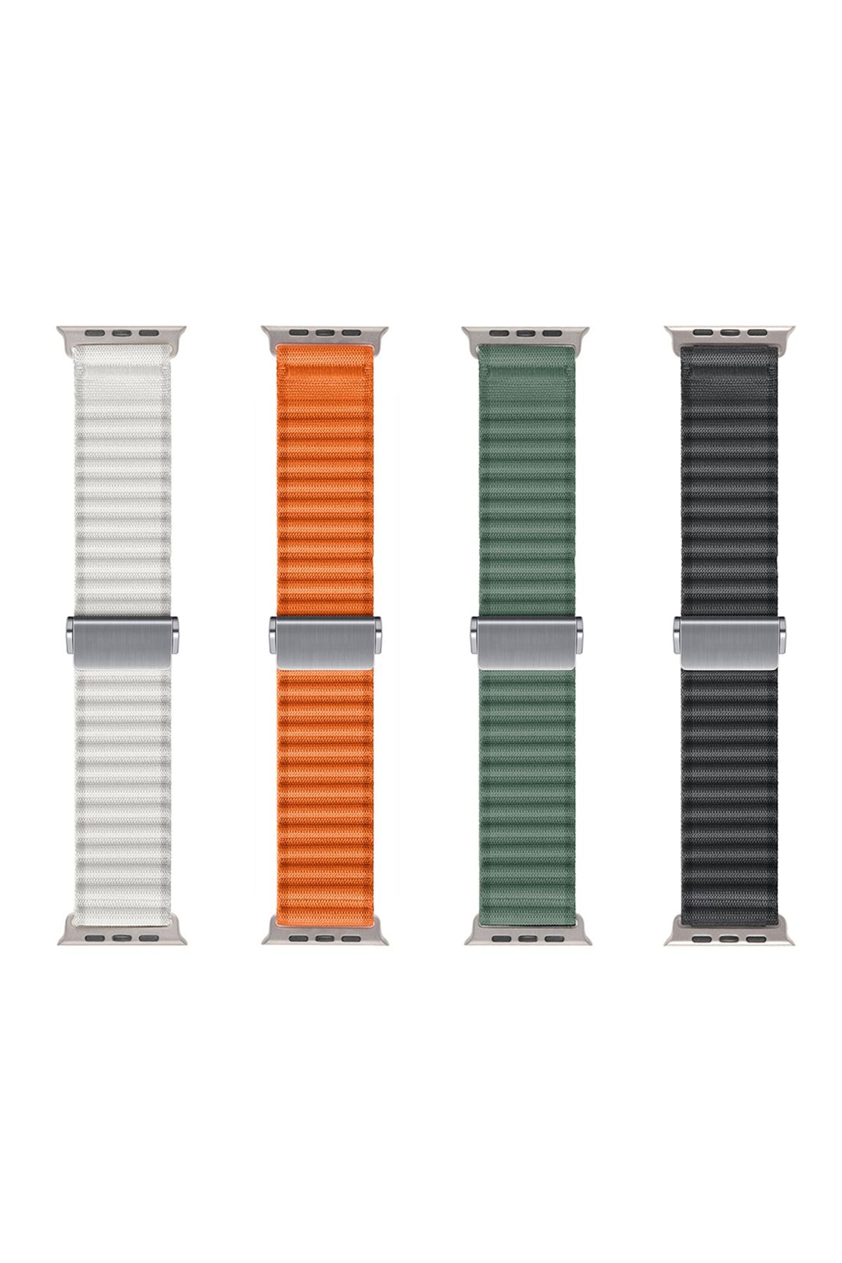 Watch Ultra 49mm Uyumlu Zore KRD-123 Naylon Kumaş Hasır Örgülü Kordon-Beyaz