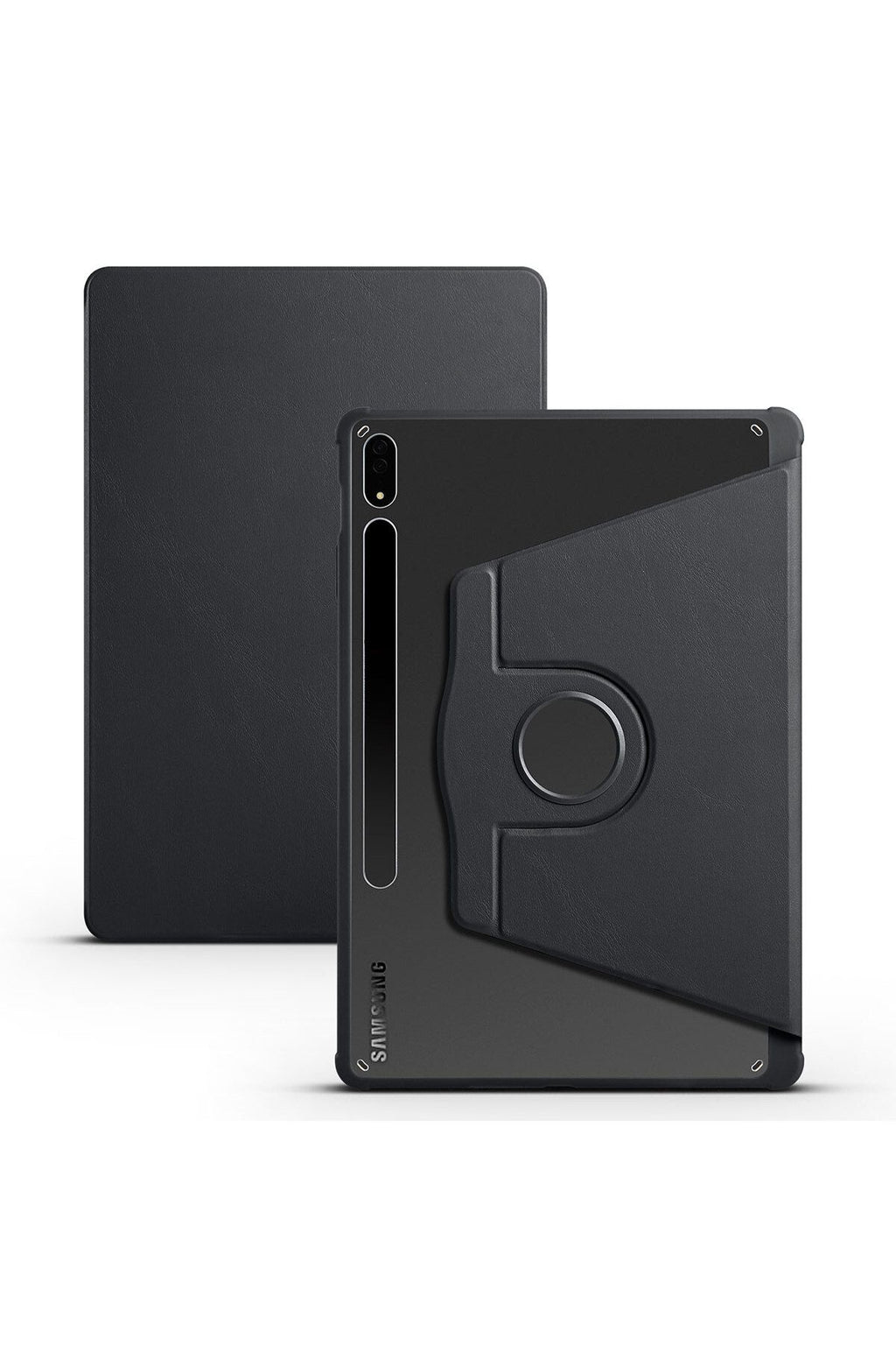 Galaxy Tab S8 Plus SM-X800 Kılıf  Uyumlu Zore Termik Kalem Bölmeli Dönebilen Standlı Kılıf-Siyah