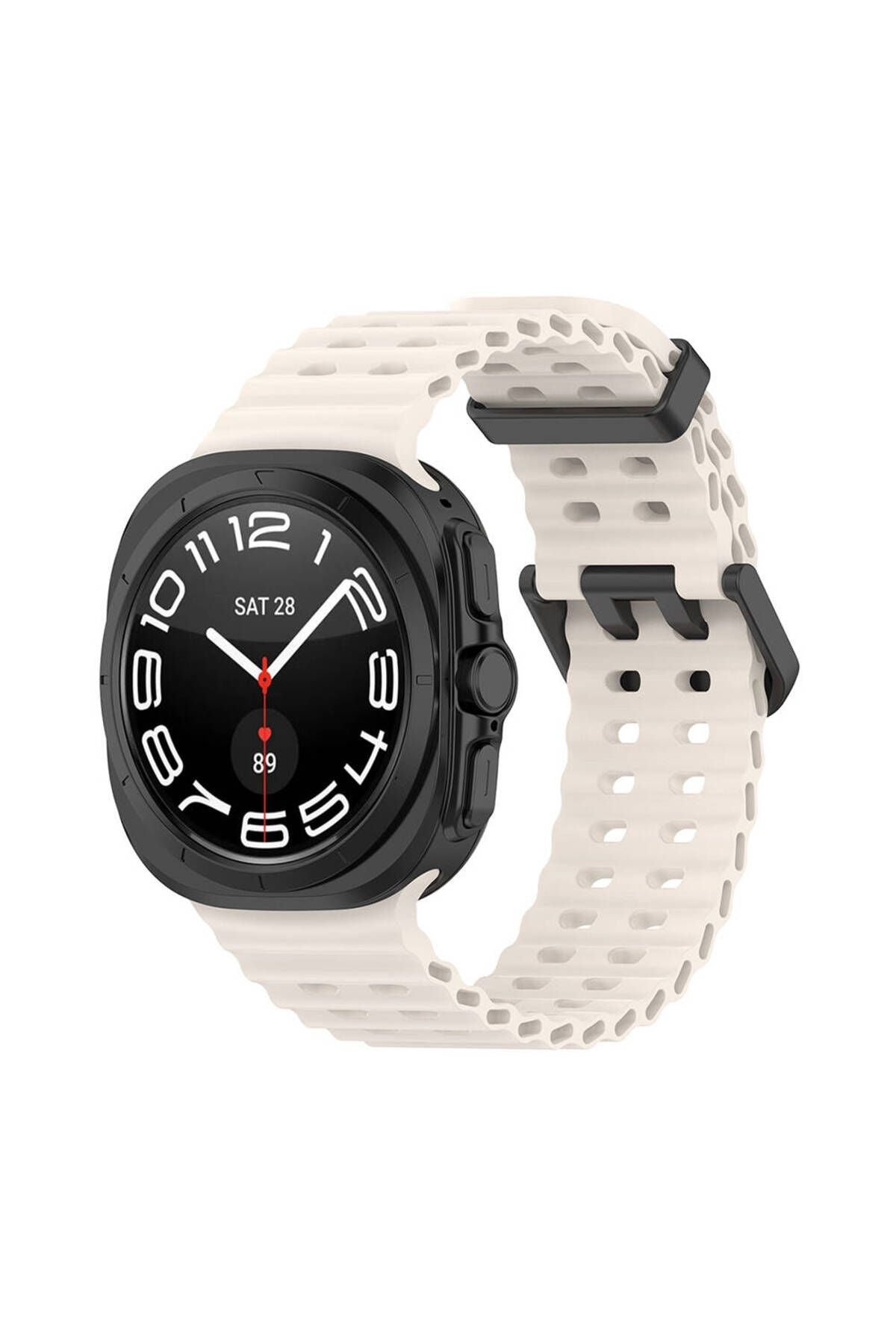 Galaxy Watch Ultra 47mm Zore KRD-118 Tırtıklı Tasarım Silikon Kordon-Beyaz