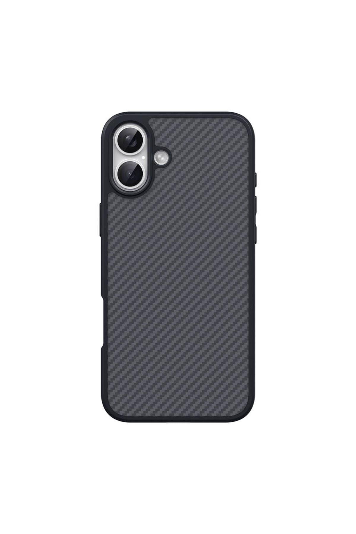 iPhone 16 Plus Uyumlu Magsafe Şarj Özellikli Karbon Fiber Tasarımlı Zore Elnino Kapak