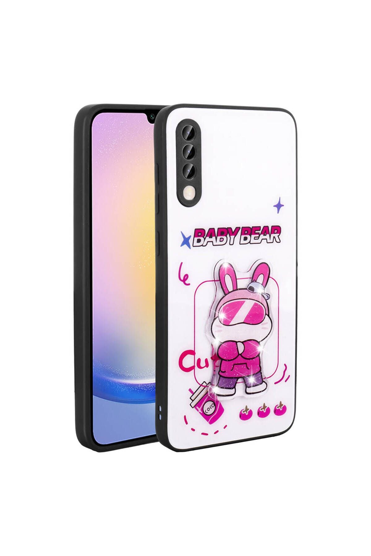 Galaxy A50 Kılıf Parlayan Kabartmalı İkonik Figürlü Zore Amas Silikon Kapak - Siyah