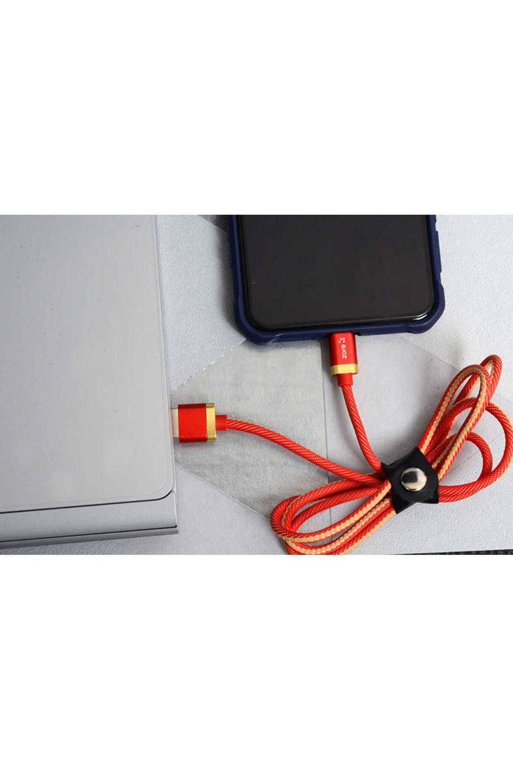 Beyaz-Mavi Poro Lightning Usb Kablo 1M-Zore