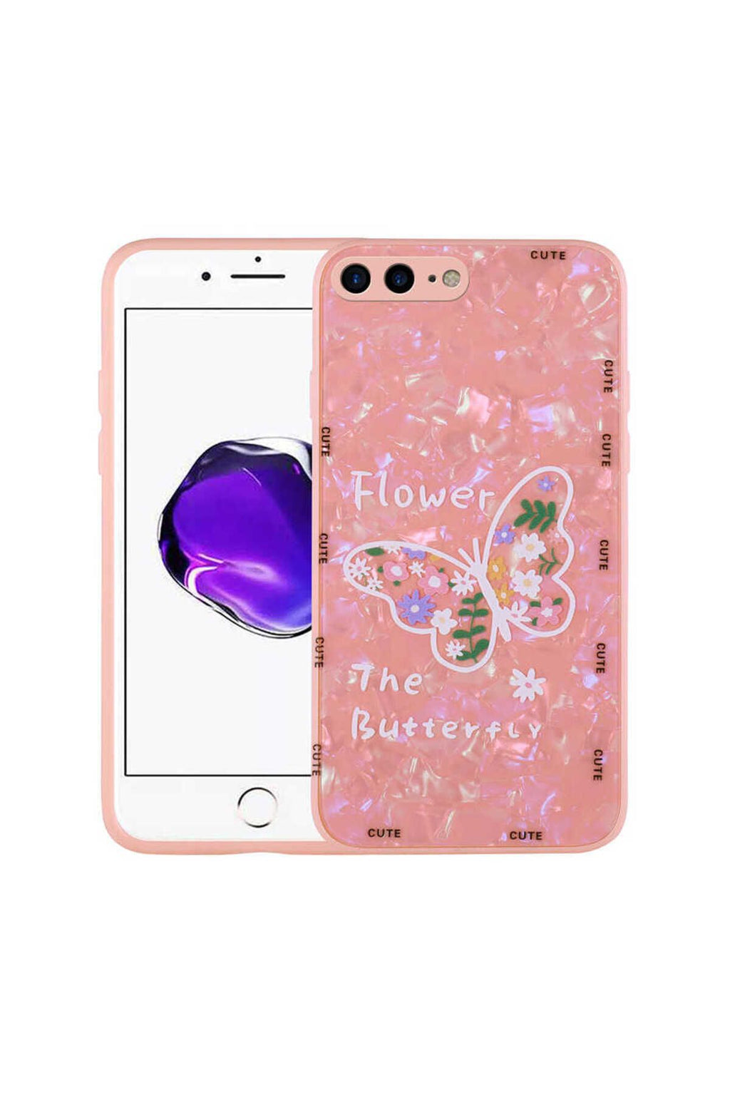 iPhone 8 Plus Kılıf Desenli Sert Silikon Zore Mumila Kapak - White Bear