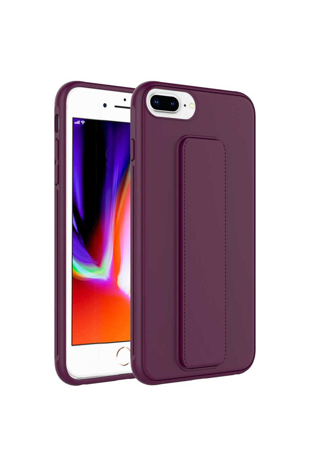 iPhone 8 Plus Kılıf Zore Qstand Kapak - Mürdüm