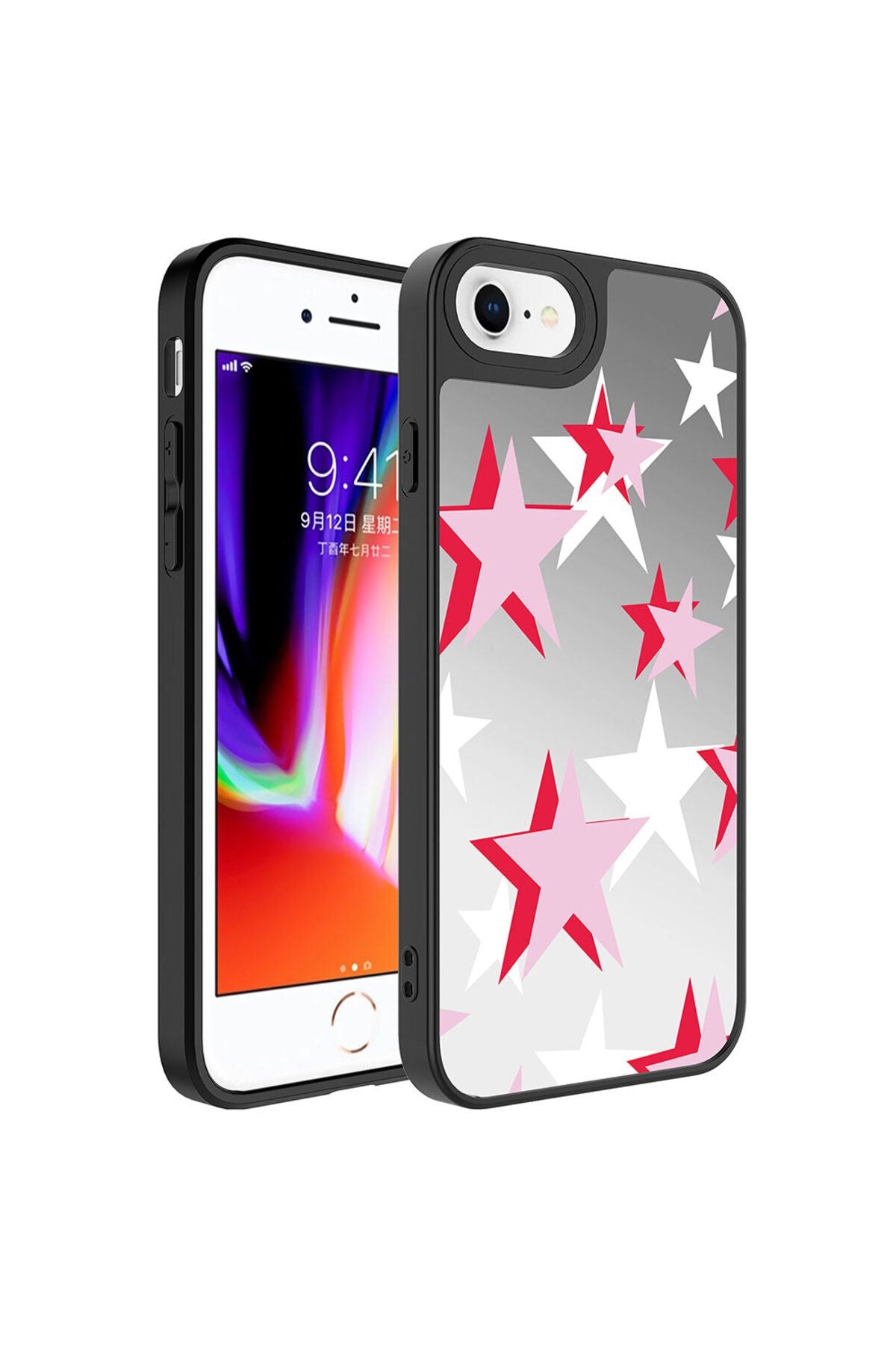 iPhone SE 2020 Kılıf Aynalı Desenli Kamera Korumalı Parlak Zore Mirror Kapak - Seyahat