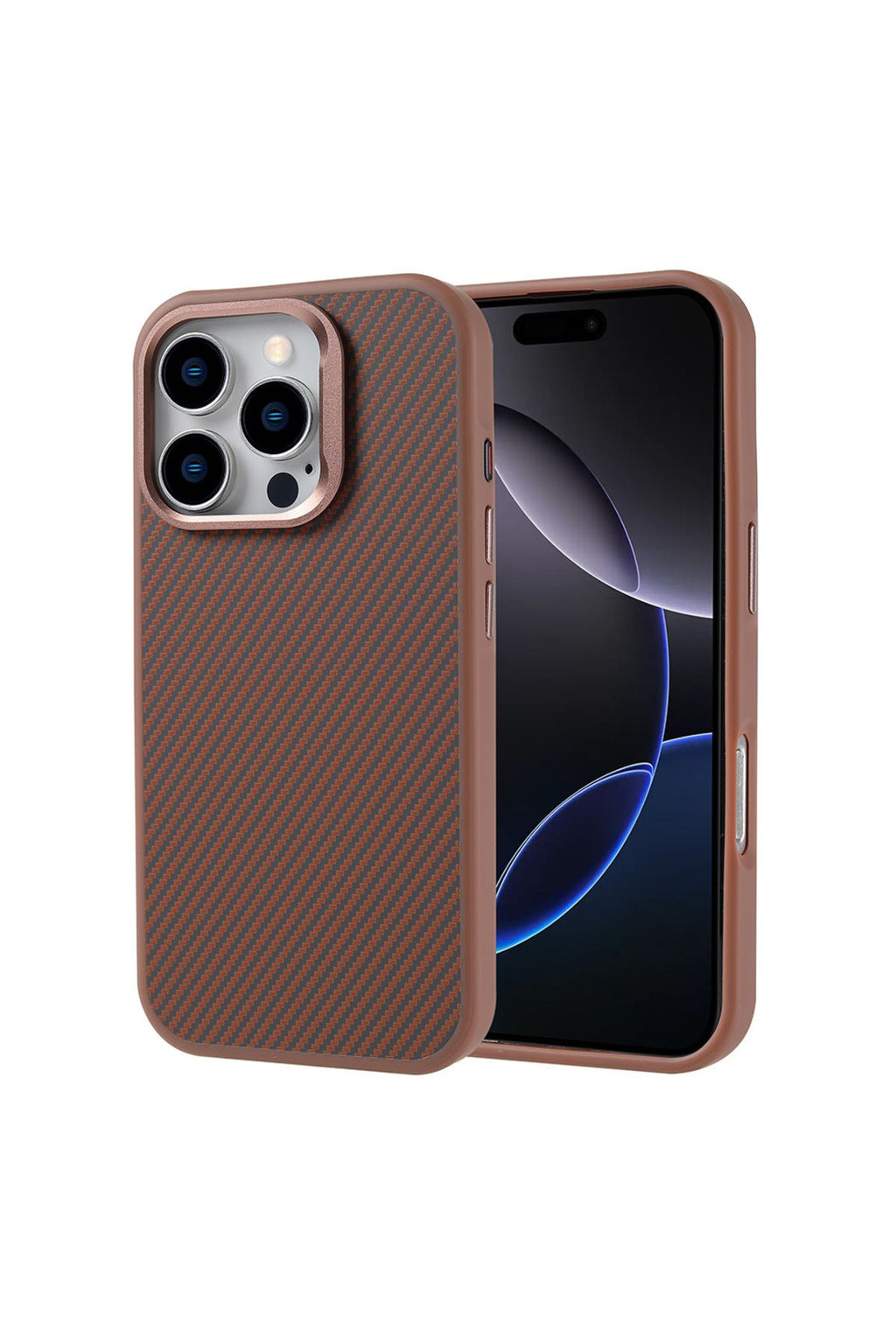 iPhone 16 Pro Max Kılıf Magsafe Şarj Özellikli Karbon Fiber Görünümlü Zore Troy Kapak - Desert Titan