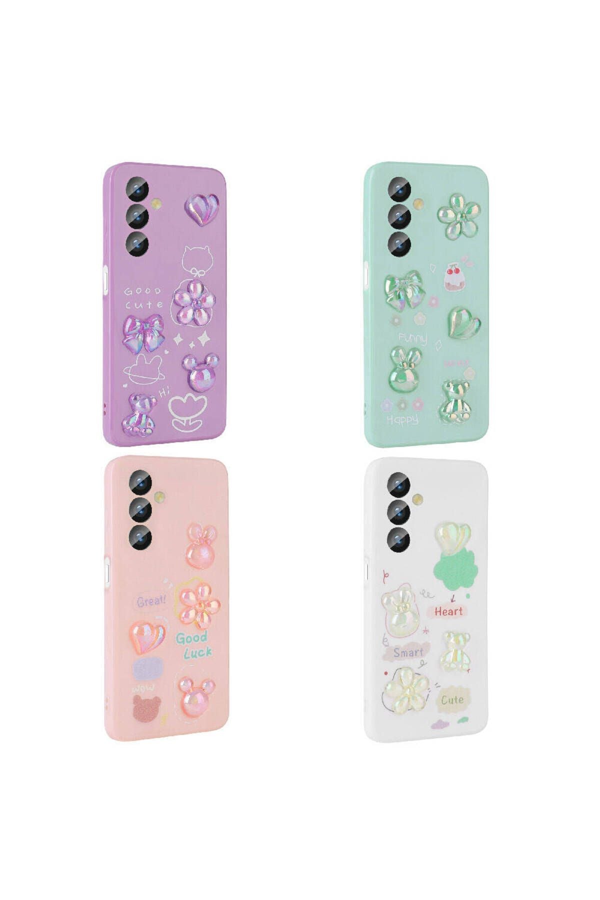 Galaxy A23 4G Kılıf Kabartma Figürlü Parlak Zore Toys Silikon Kapak - Pembe