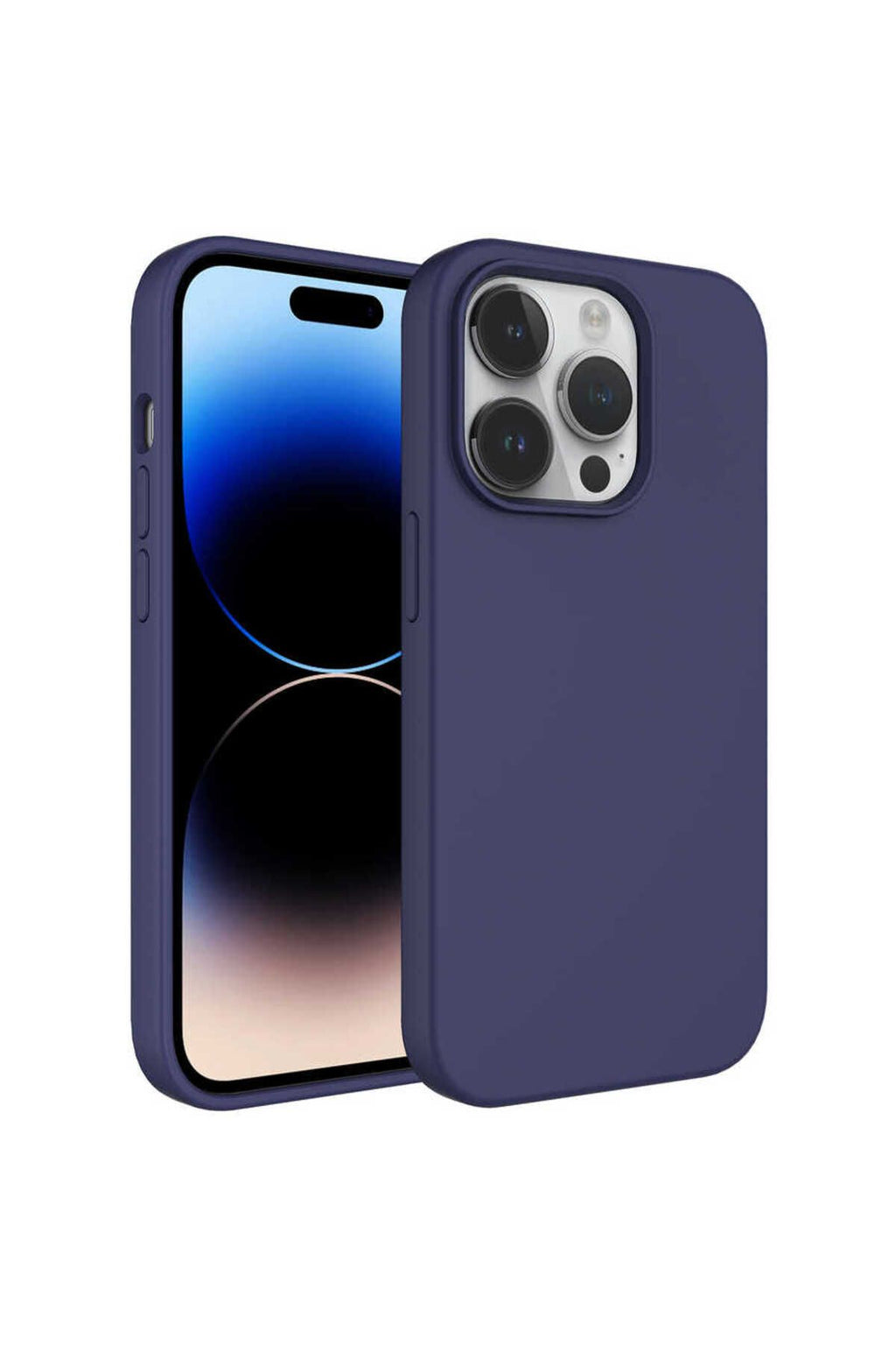 iPhone 14 Pro Uyumlu Sıvı Teknolojili Silinebilir Sert Zore Kivi Kılıf-Lacivert