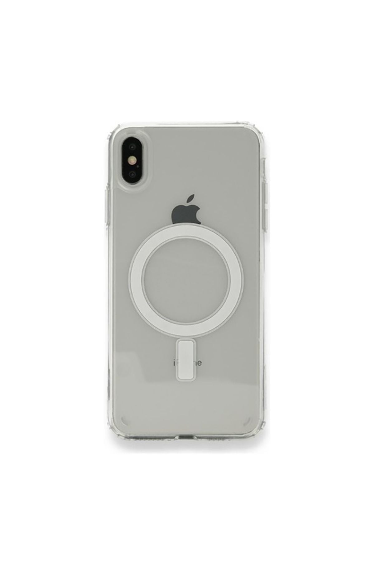 iPhone XS 5.8 Kılıf Magsafe Şarj Özellikli Şeffaf Sert PC Zore Embos Kapak - Renksiz