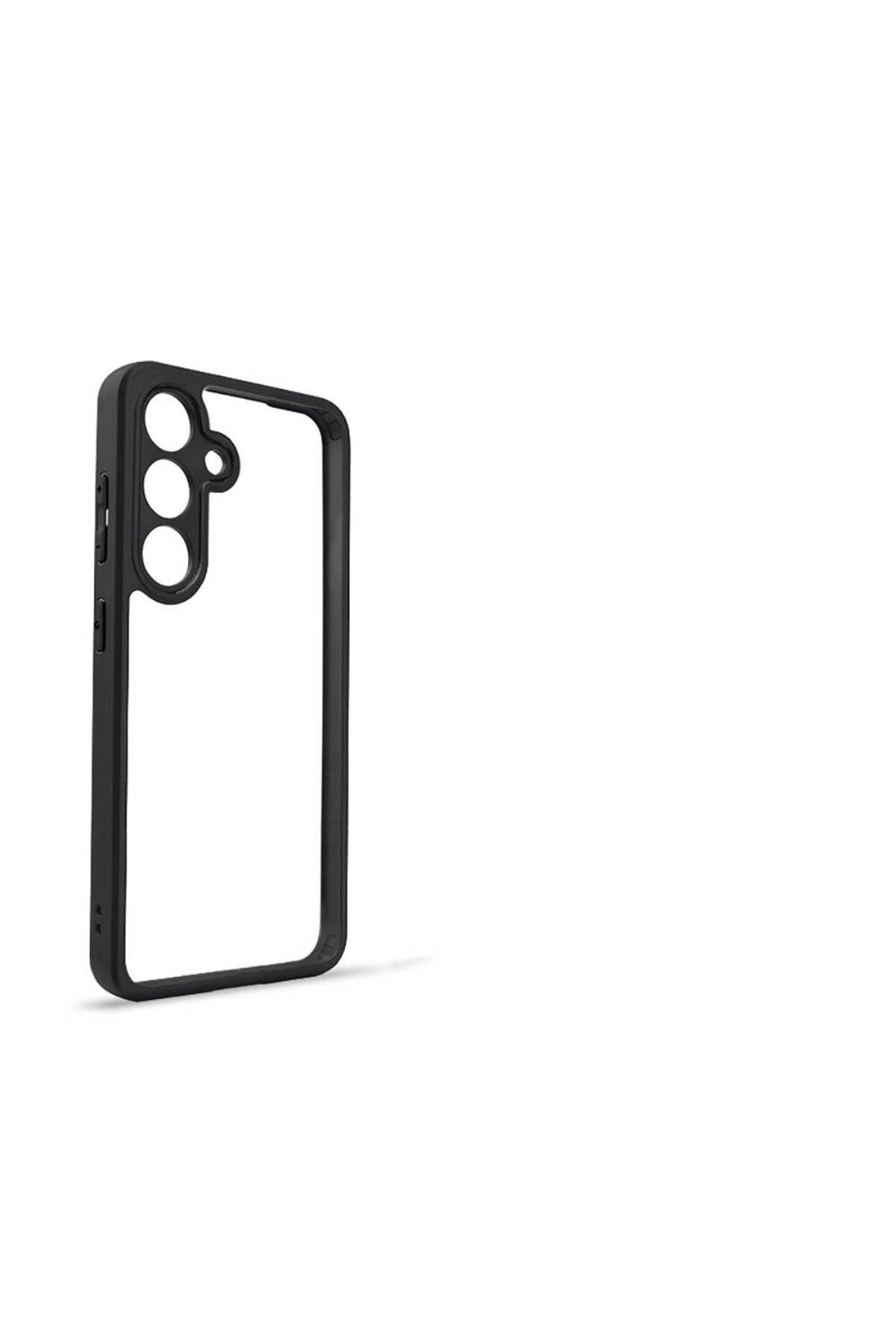 Galaxy S24 Uyumlu Kamera Korumalı Şeffaf Arka Yüzey Zore New Roll Kılıf-Siyah
