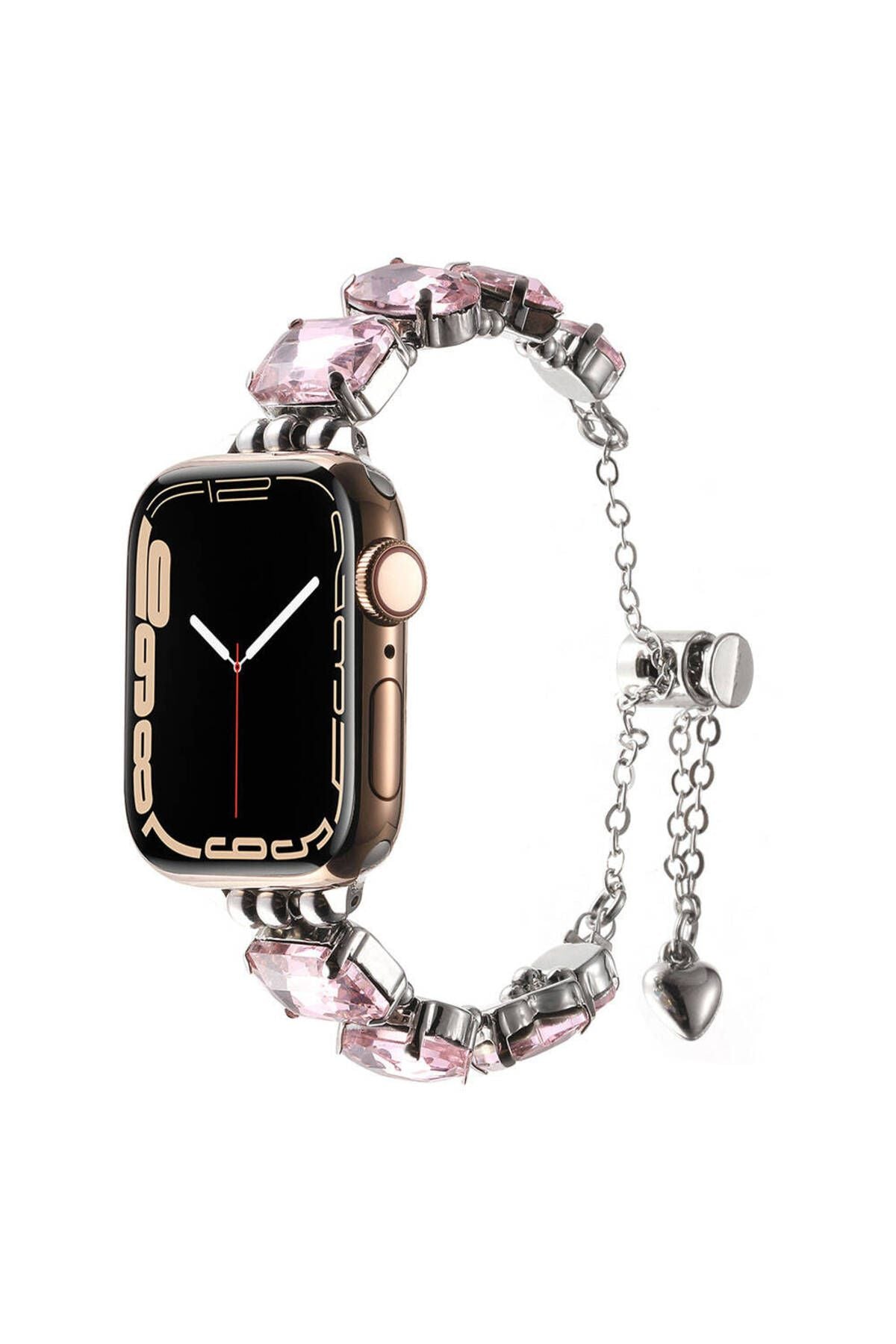 Apple Watch 40mm Zore KRD-115 Renkli Taş Tasarımlı Kordon-Rose Pembe