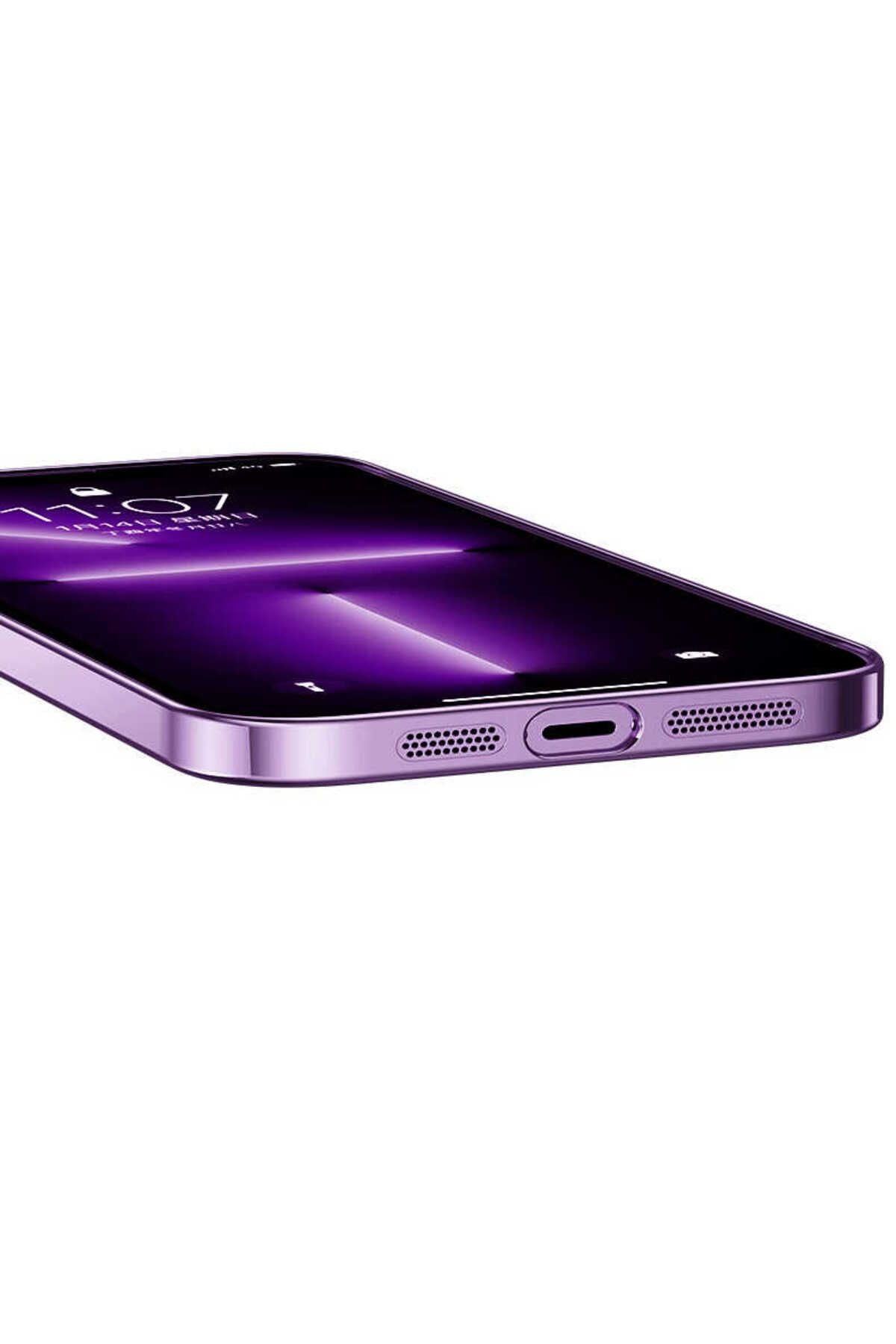 iPhone 14 Pro Uyumlu Wireless Şarj Özellikli Sert PC Zore Riksos Magsafe Kılıf-Derin Mor