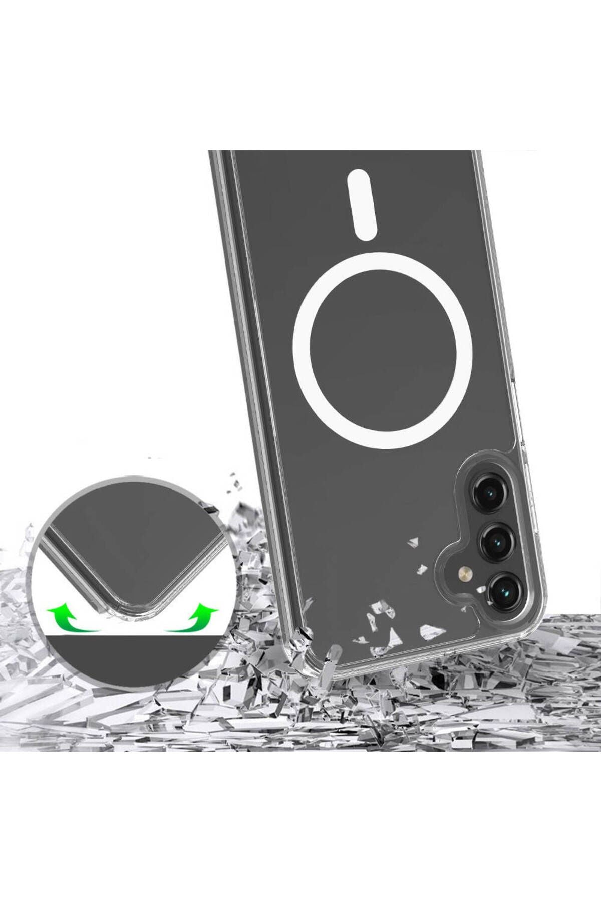 Galaxy S23 FE Uyumlu Magsafe Şarj Özellikli Şeffaf Sert PC Zore Embos Kılıf-Renksiz