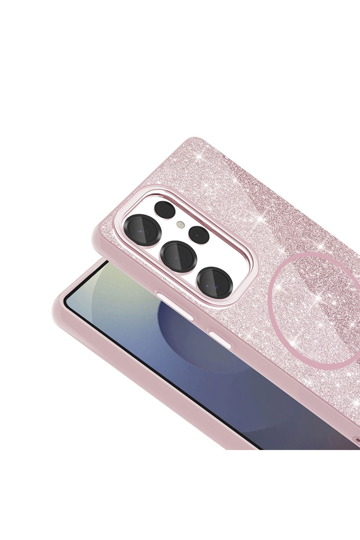 Galaxy S25 Ultra Kılıf Magsafe Şarj Özellikli Parlayan Simli Zore Okso Kapak - Derin Mor