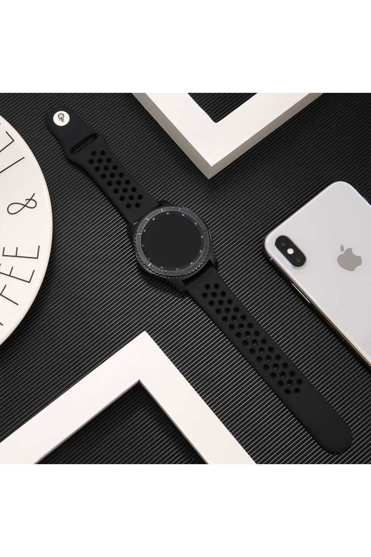 Galaxy Watch 42mm (20mm) KRD-02 Uyumlu Zore Kordon Siyah-Kırmızı