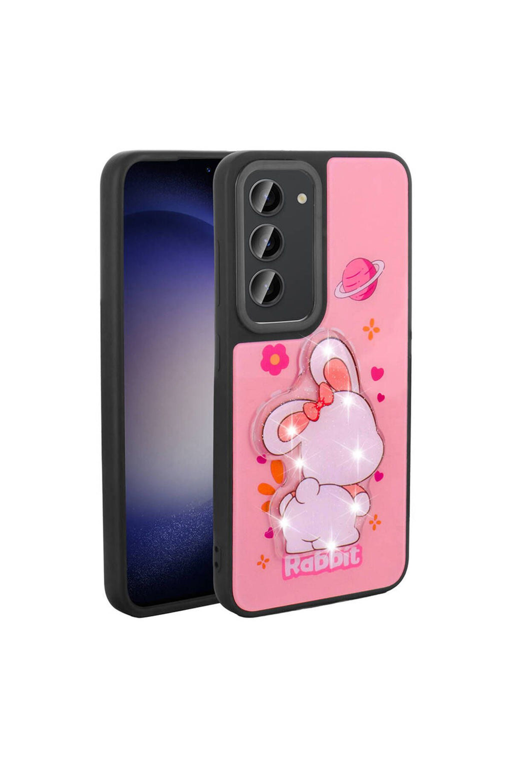 Galaxy S23 Kılıf Parlayan Kabartmalı İkonik Figürlü Zore Amas Silikon Kapak - Beyaz