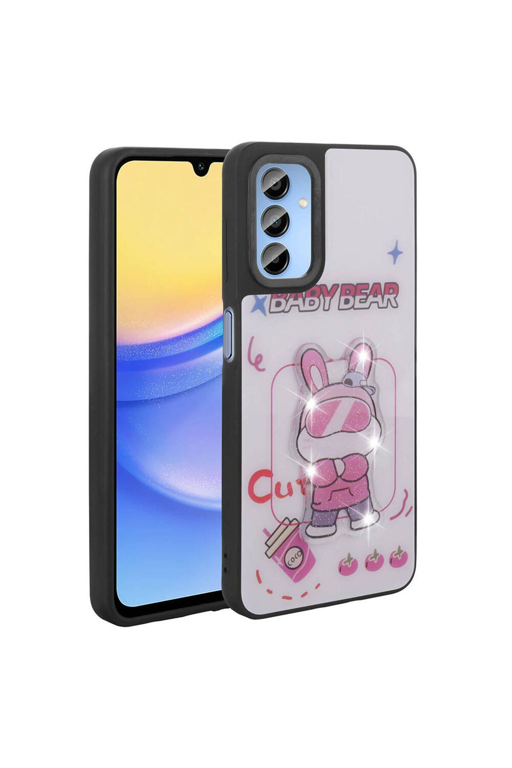 Galaxy A25 Kılıf Parlayan Kabartmalı İkonik Figürlü Zore Amas Silikon Kapak - Siyah