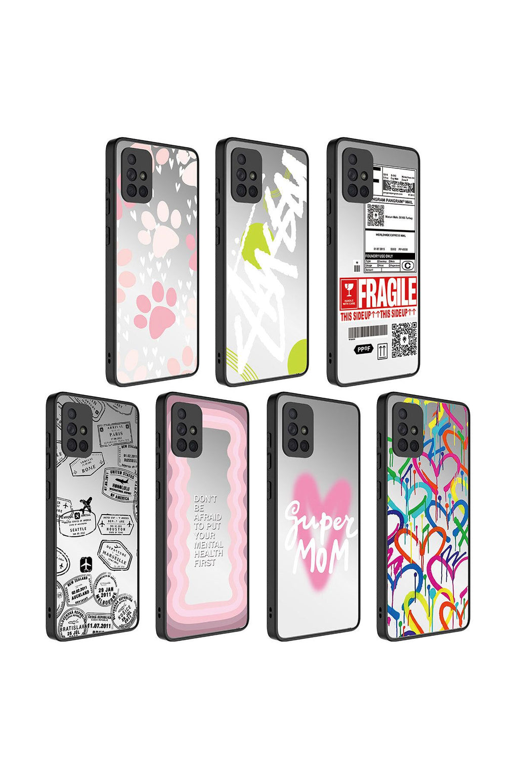 Galaxy A51 Kılıf Aynalı Desenli Kamera Korumalı Parlak WNX Mirror Kapak - Fragile