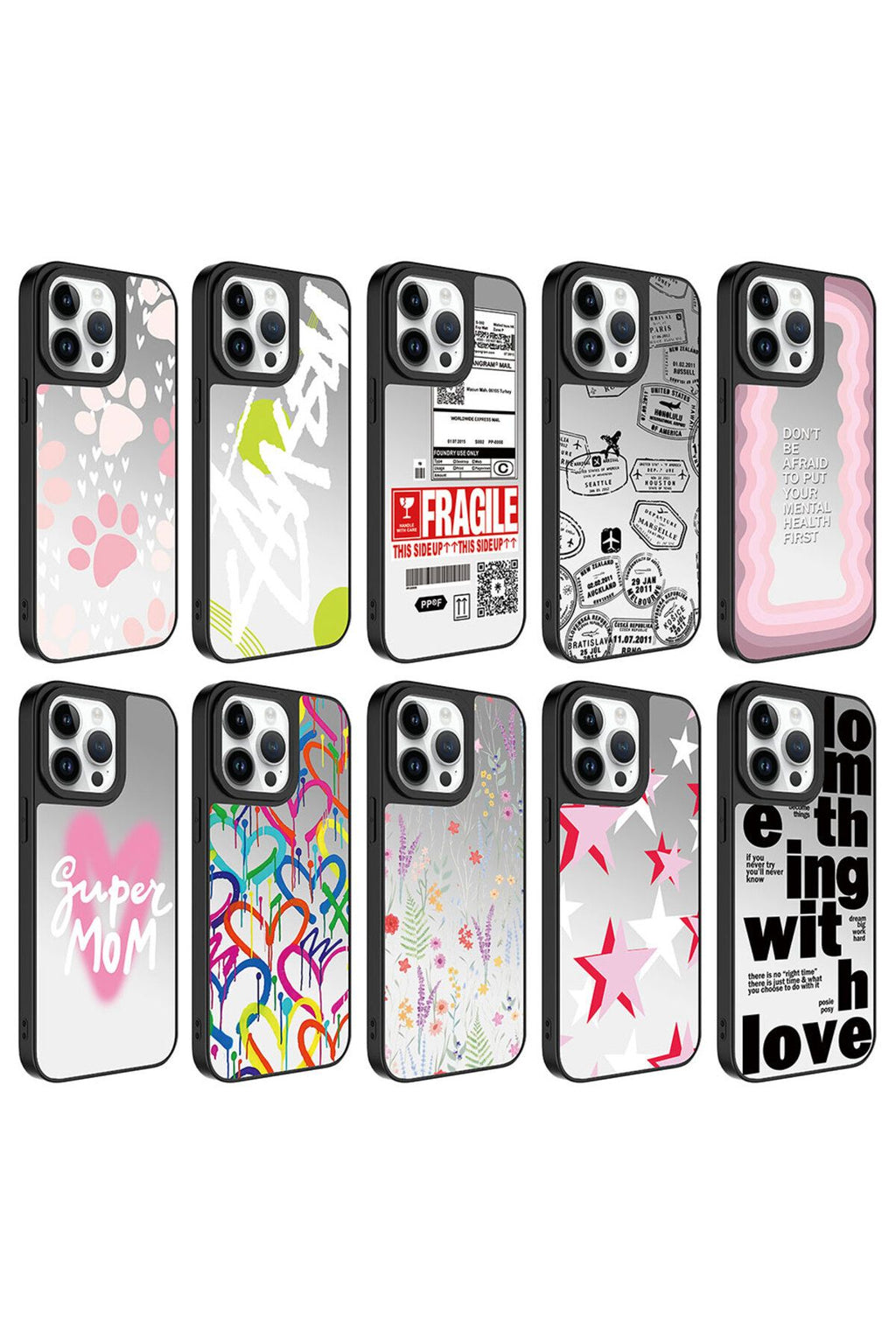 iPhone 14 Pro Uyumlu Aynalı Desenli Kamera Korumalı Parlak Zore Mirror Kılıf-Love