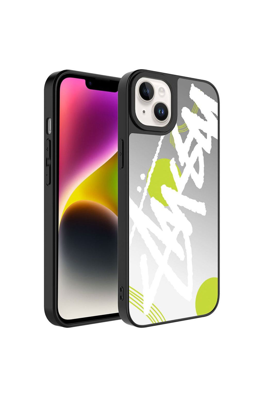 iPhone 14 Uyumlu Aynalı Desenli Kamera Korumalı Parlak Zore Mirror Kılıf-Fragile