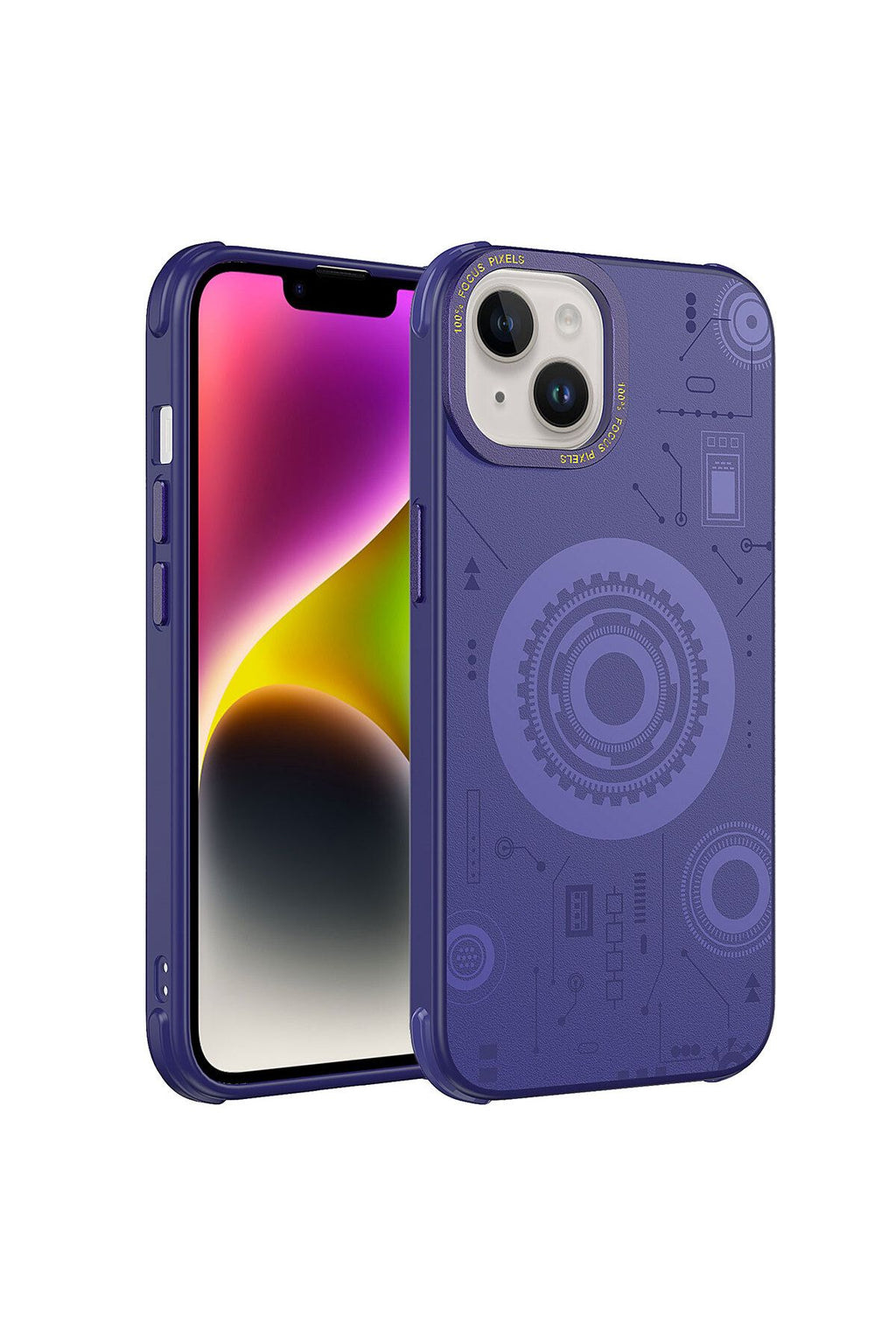 iPhone 14 Uyumlu Zore Wireless Şarj Özellikli Desenli Hot Kılıf-Derin Mor