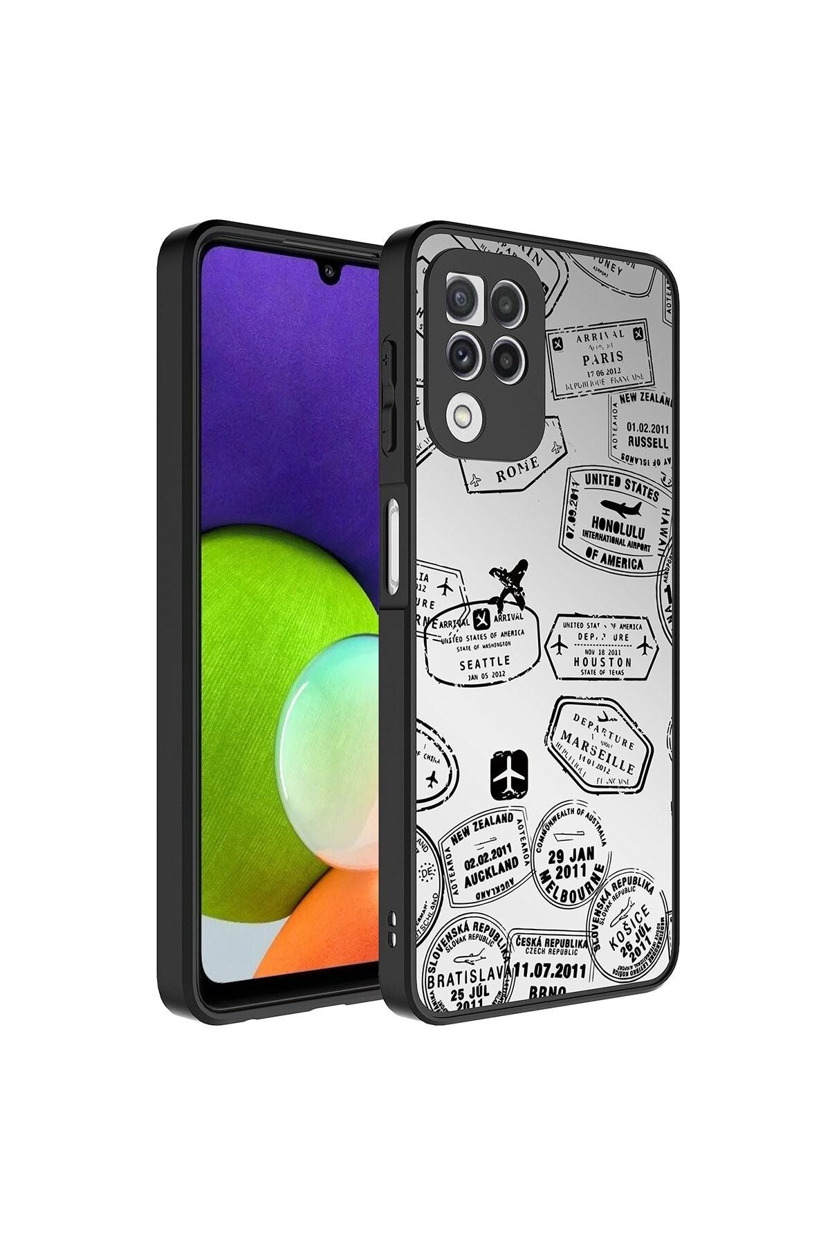 Galaxy A22 4G Kılıf Aynalı Desenli Kamera Korumalı Parlak Zore Mirror Kapak - Pati