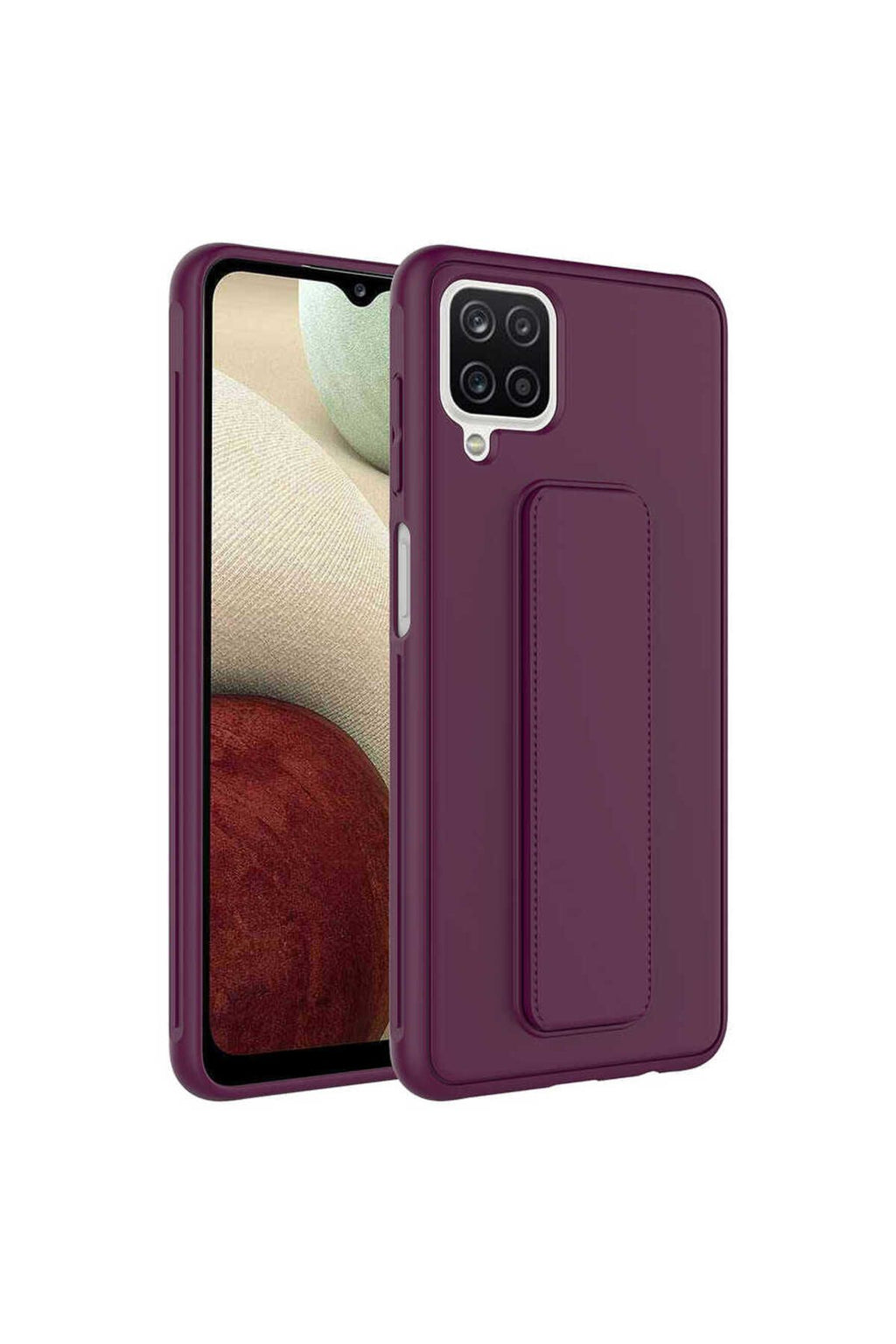 Galaxy A12 Kılıf Zore Qstand Kapak - Mürdüm