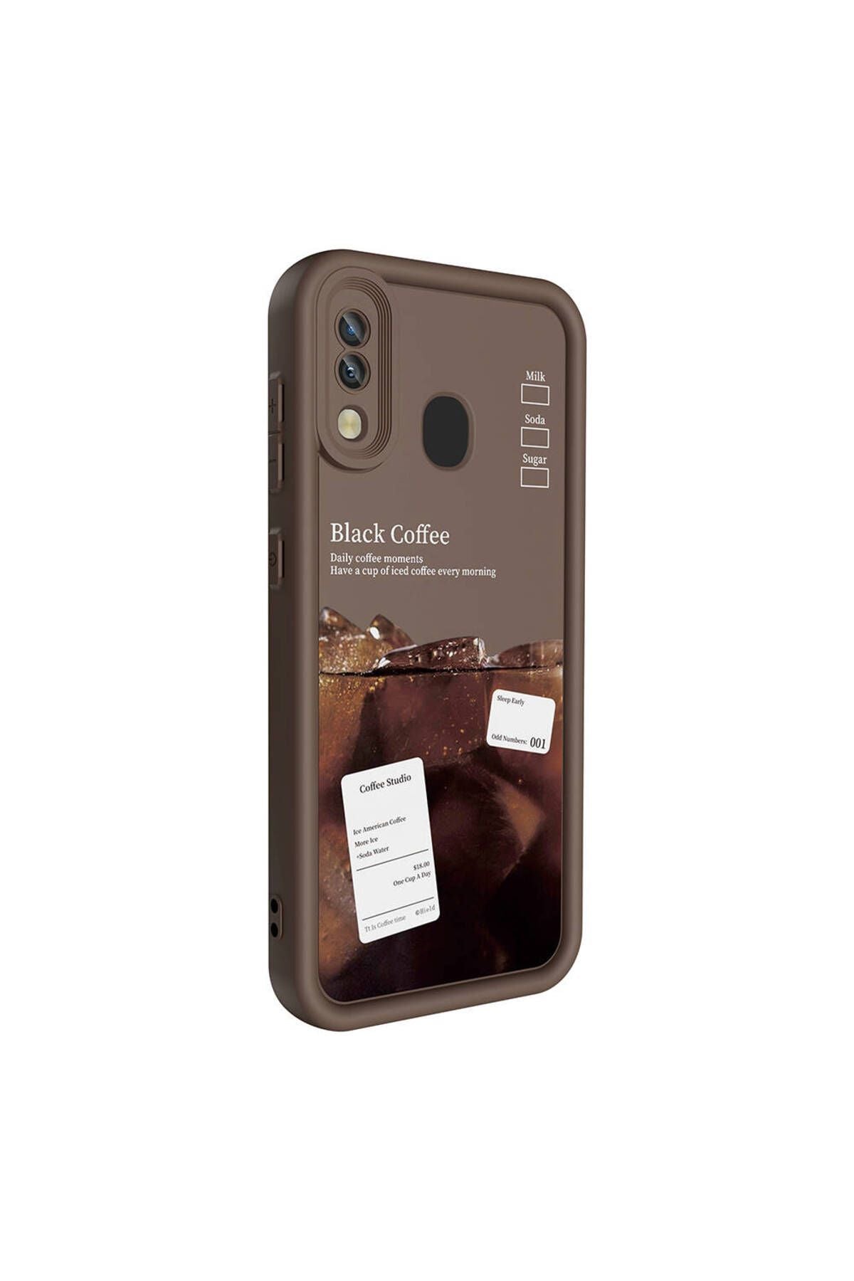 Galaxy A20 Kılıf Kamera Korumalı Baskılı Arka Yüzey Zore Klas Kapak - Koyu Kahve