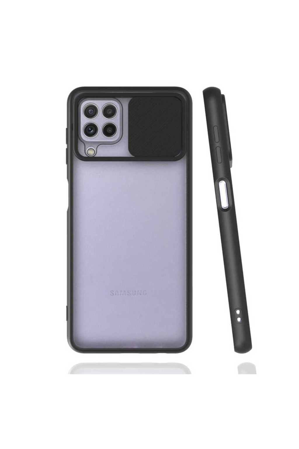 Galaxy A22 4G Kılıf Zore Lensi Kapak - Siyah