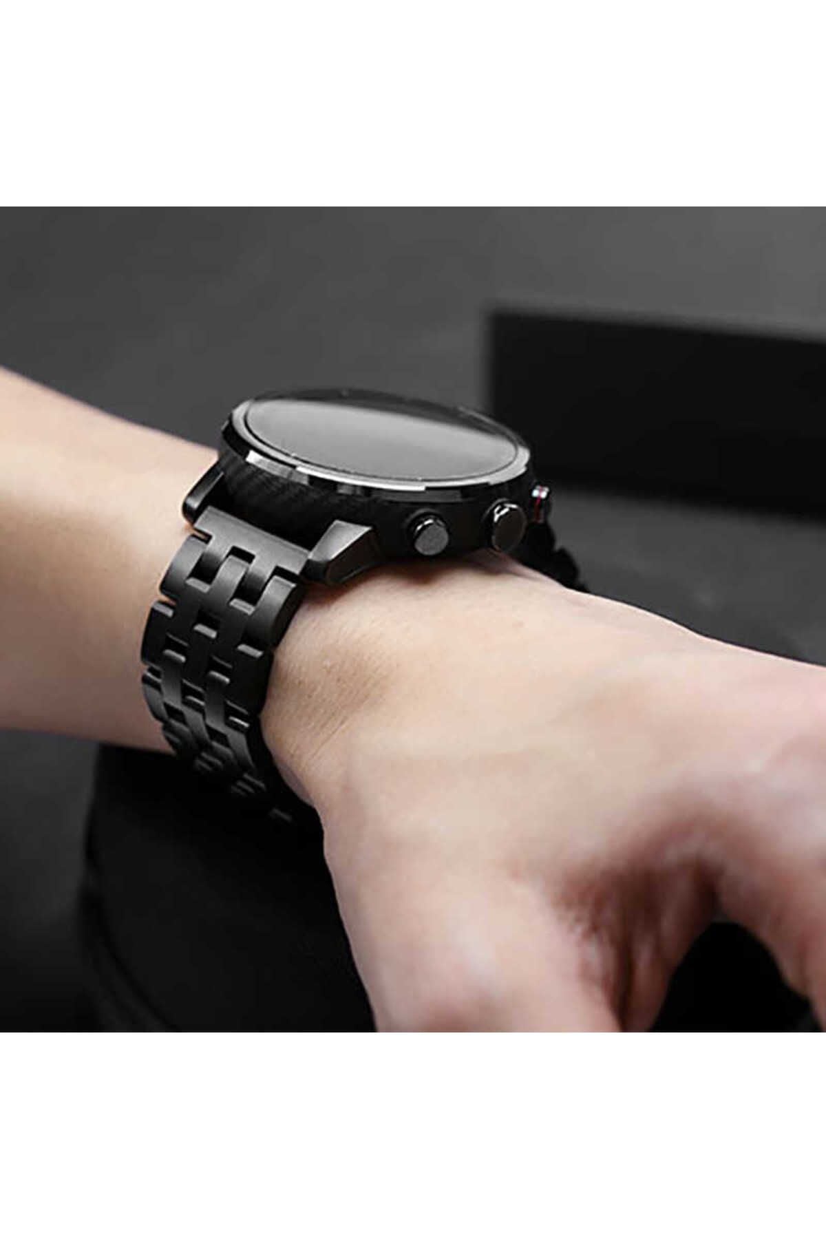 Galaxy Watch 42mm (20mm) Uyumlu KRD-20 Metal Zore Kordon Siyah