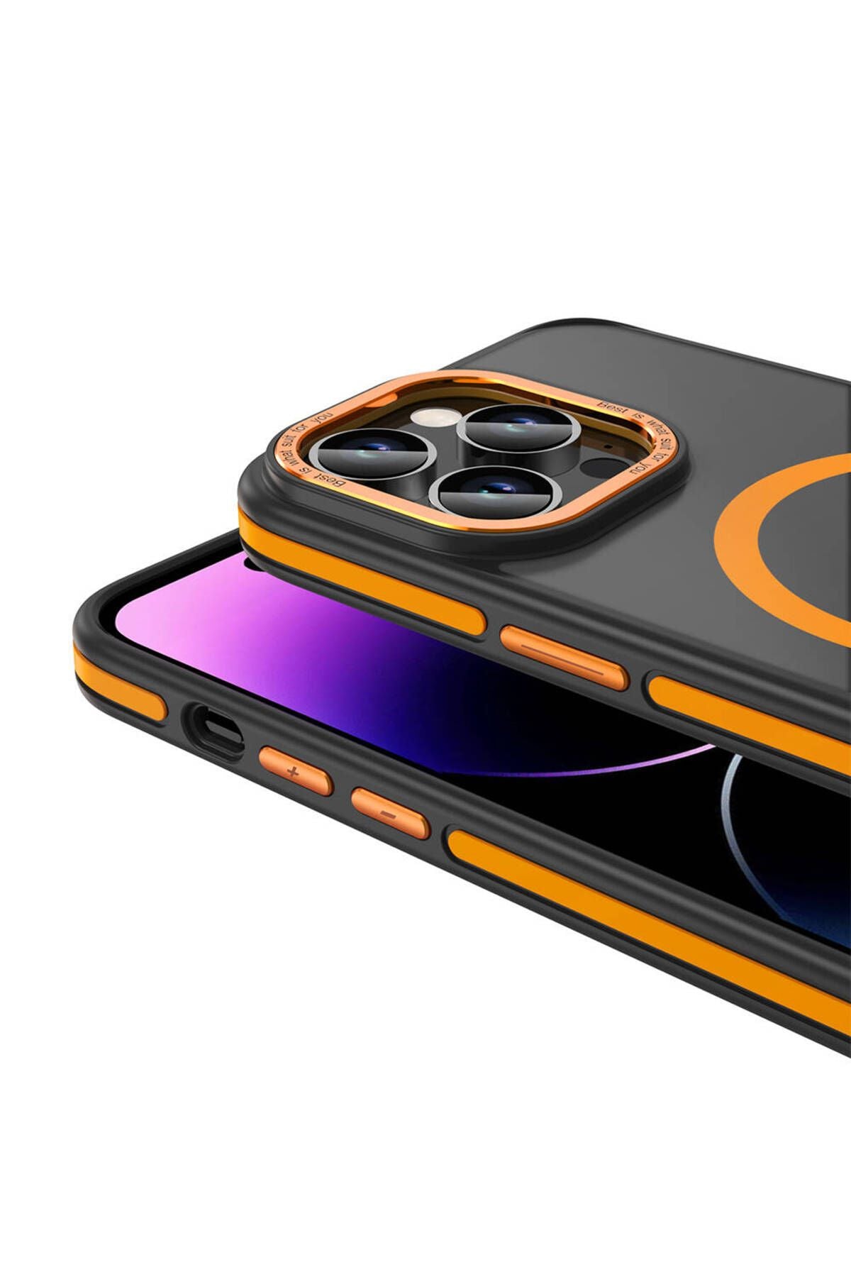 iPhone 14 Pro Uyumlu ODC Kılıf Magsafe Şarj Özellikli Mat Görünümlü Zore Ant Kapak-Turuncu