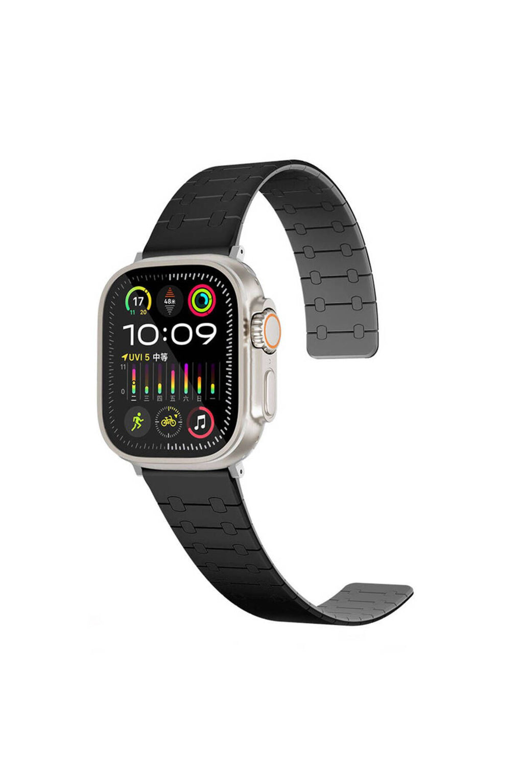 Apple Watch Ultra 49mm Zore KRD-111 Çizgili Desenli Silikon Kordon-Haki