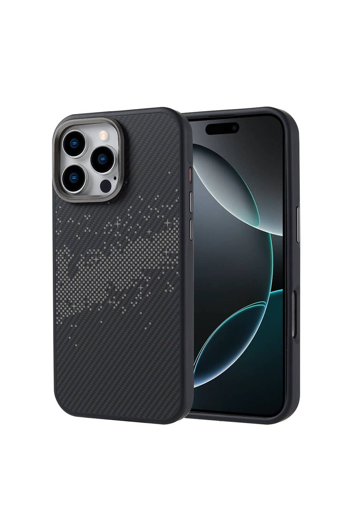 iPhone 16 Pro Max Uyumlu Magsafe Şarj Özellikli Karbon Fiber Tasarımlı Zore Vave Kapak