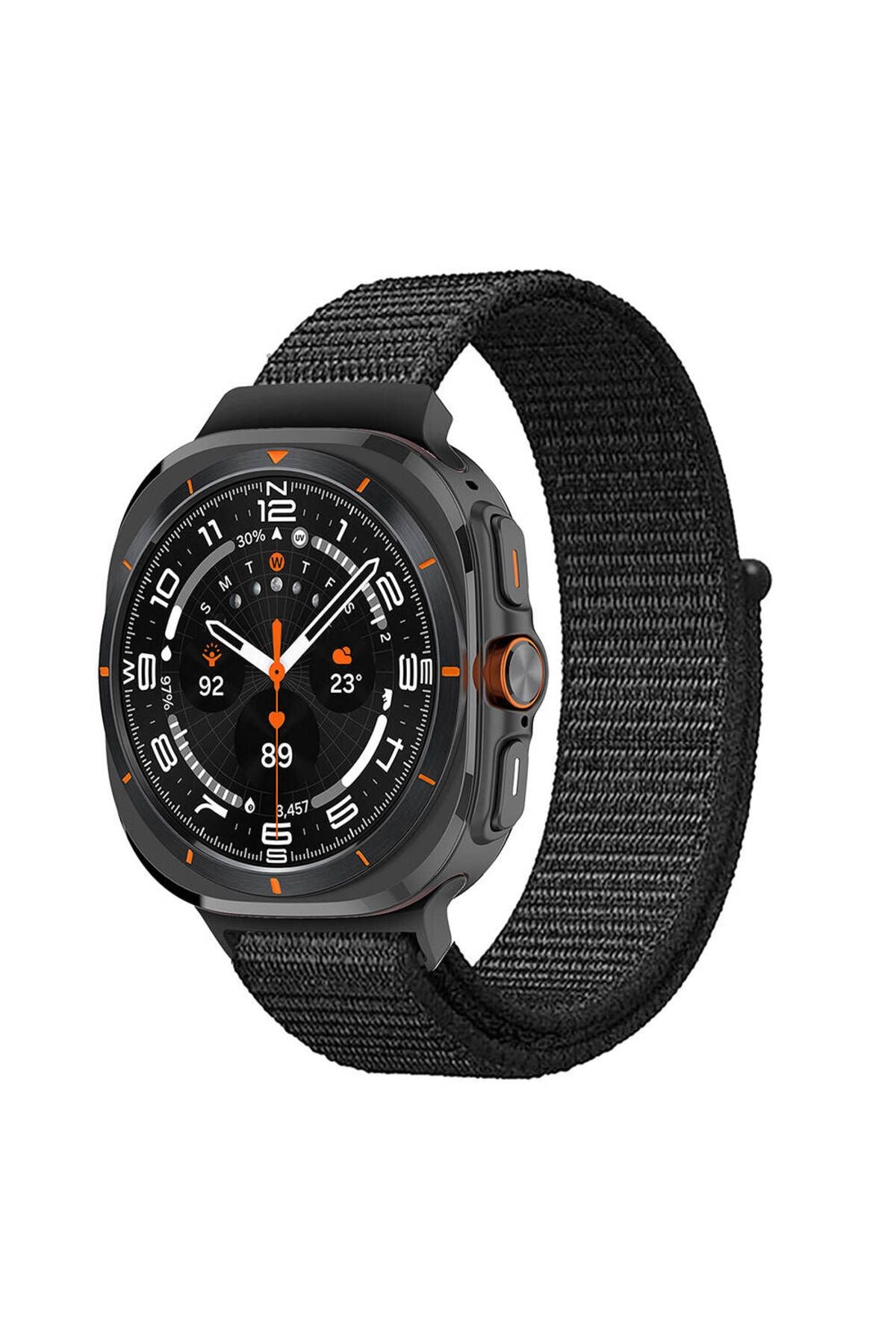Galaxy Watch Ultra 47mm Zore KRD-03 Hasır Kordon-Koyu Siyah