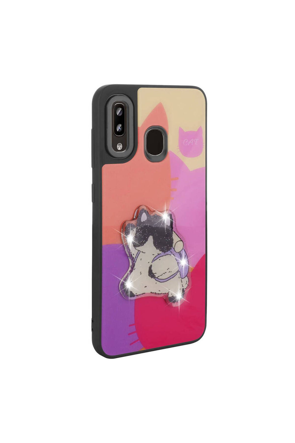 Galaxy A20 Kılıf Parlayan Kabartmalı İkonik Figürlü Zore Amas Silikon Kapak - Mor