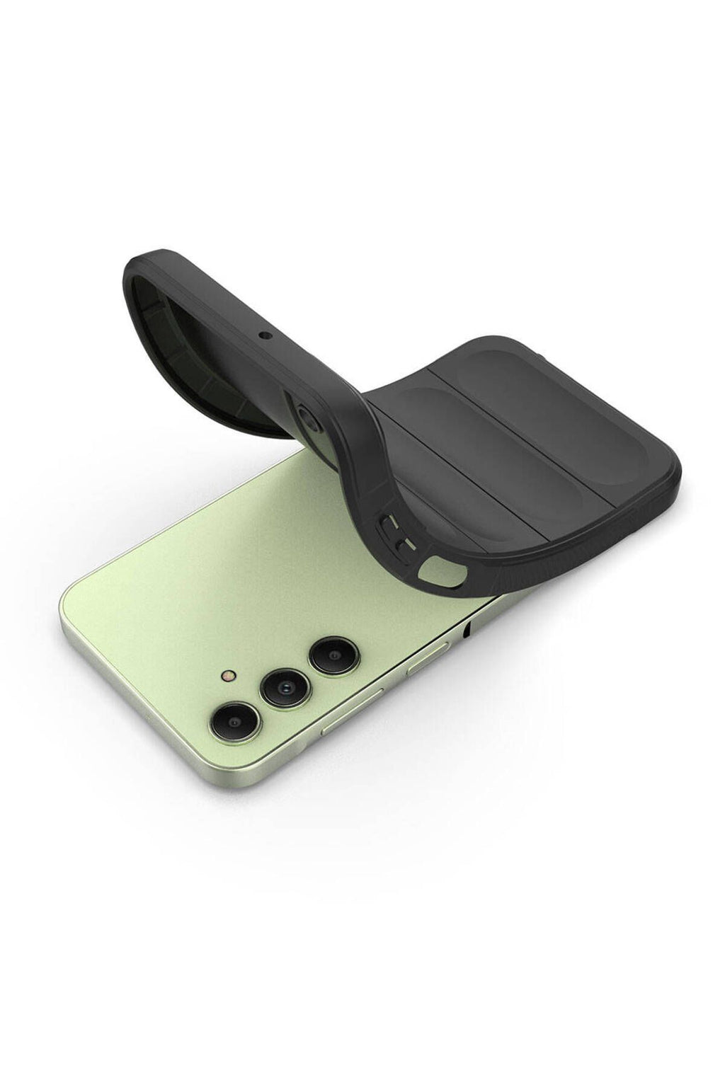 Galaxy A25 Kılıf Esnek TPU Oyuklu Arka Yüzey Tasarımlı TQR Etnik Silikon Kapak - Koyu Yeşil