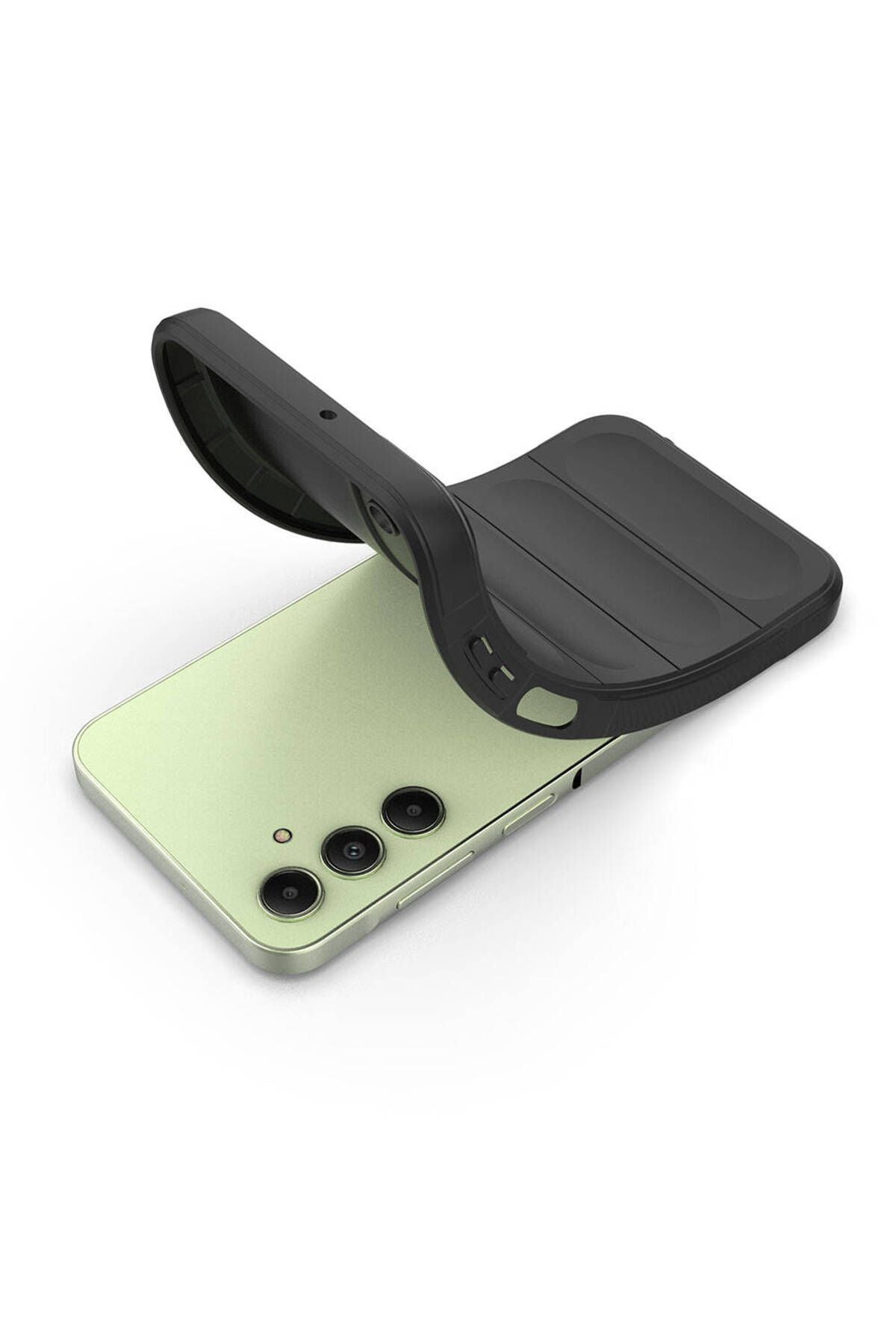 Galaxy A25 Kılıf Esnek TPU Oyuklu Arka Yüzey Tasarımlı TQR Etnik Silikon Kapak - Koyu Yeşil