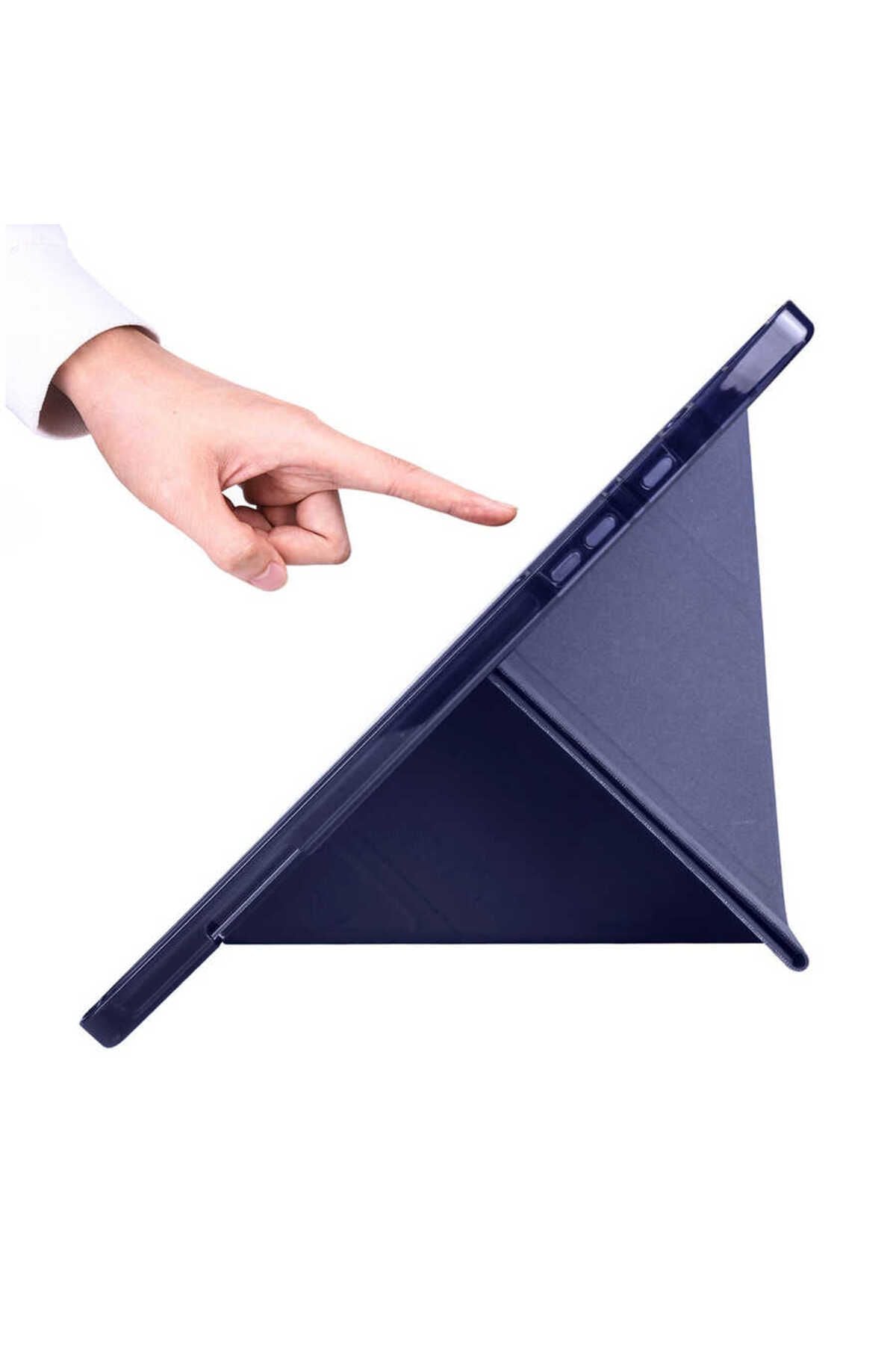 Galaxy Tab A8 10.5 SM-X200 (2021) Kılıf  Uyumlu Zore Tri Folding Kalem Bölmeli Standlı Kılıf-Siyah
